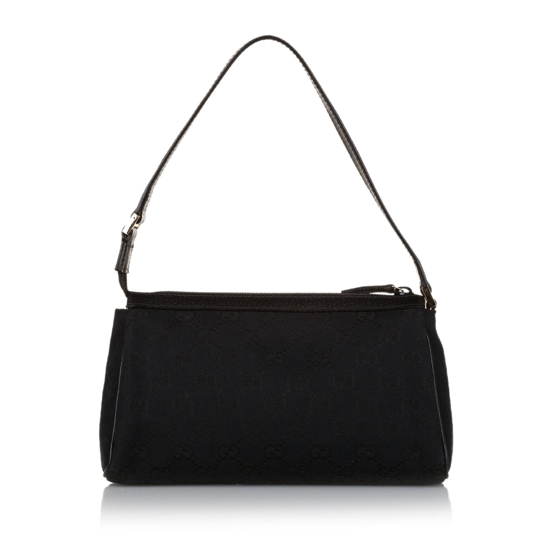Gucci Abbey GG Baguette SHG Canvas Black Handbag