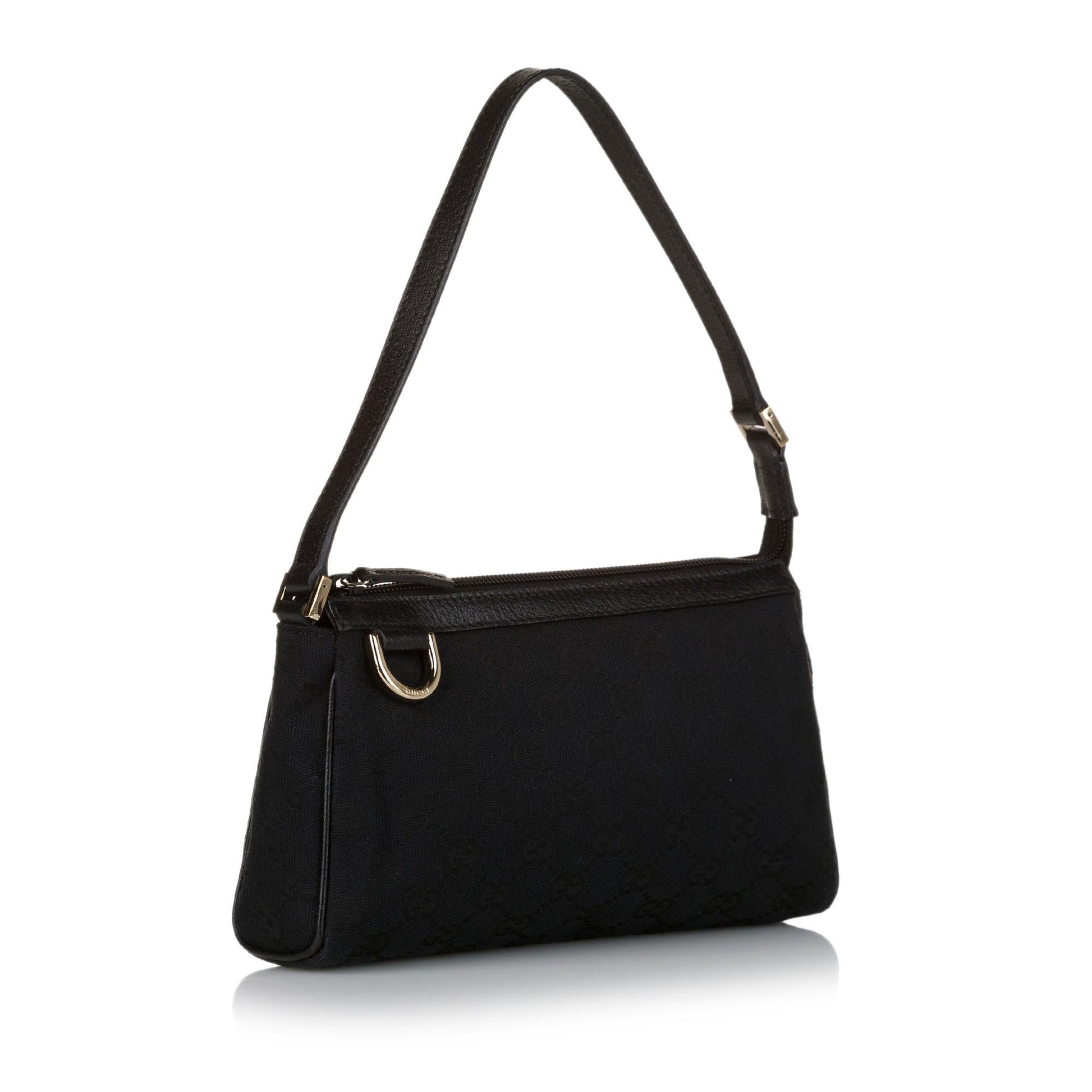 Gucci Abbey GG Baguette SHG Canvas Black Handbag