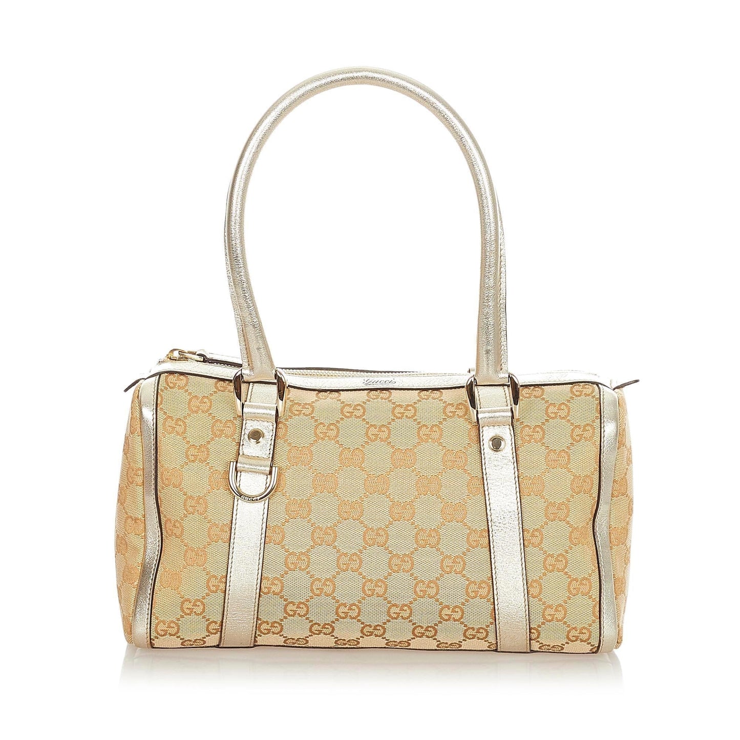 Gucci Abbey GG Boston SHG Canvas White Brown Satchel Bag