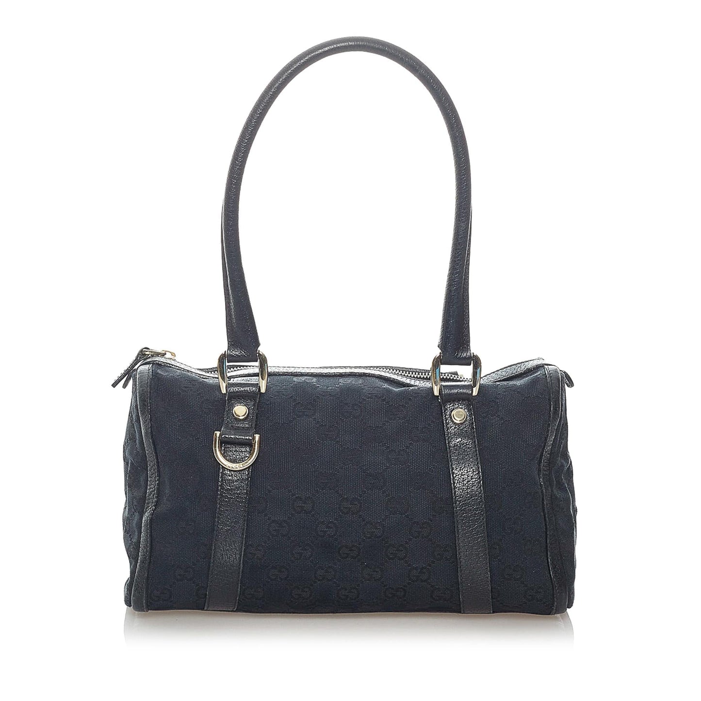 Gucci Abbey GG Boston SHG Canvas Black Satchel Bag