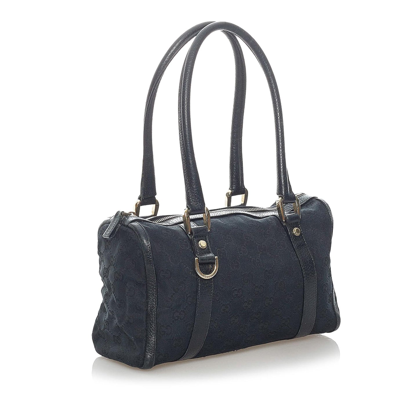 Gucci Abbey GG Boston SHG Canvas Black Satchel Bag