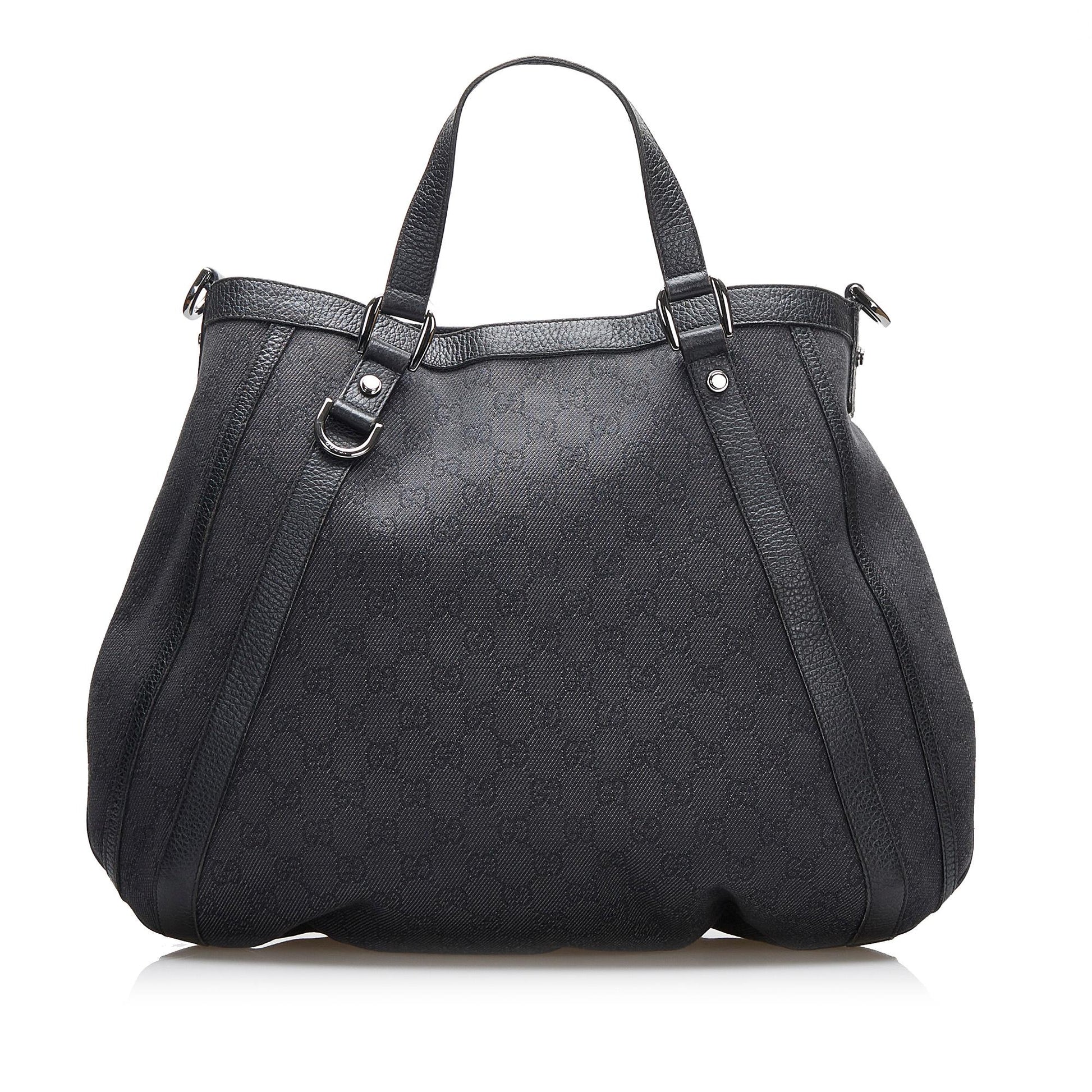Gucci Abbey GG SHG-R2bVjk Canvas Black Satchel Bag