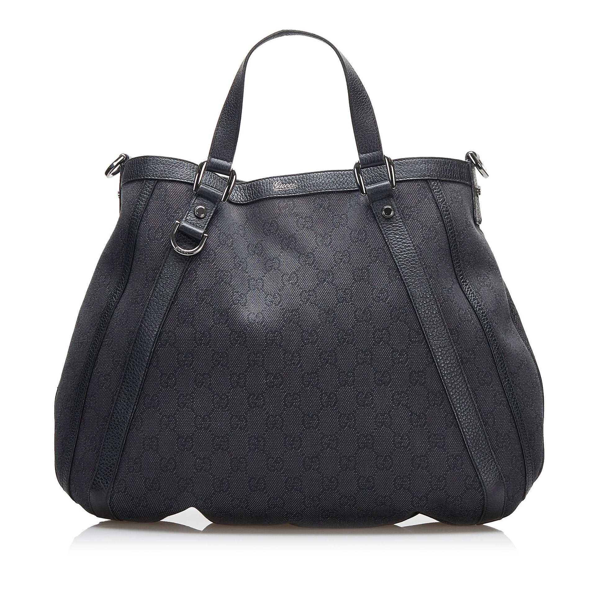 Gucci Abbey GG SHG-R2bVjk Canvas Black Satchel Bag