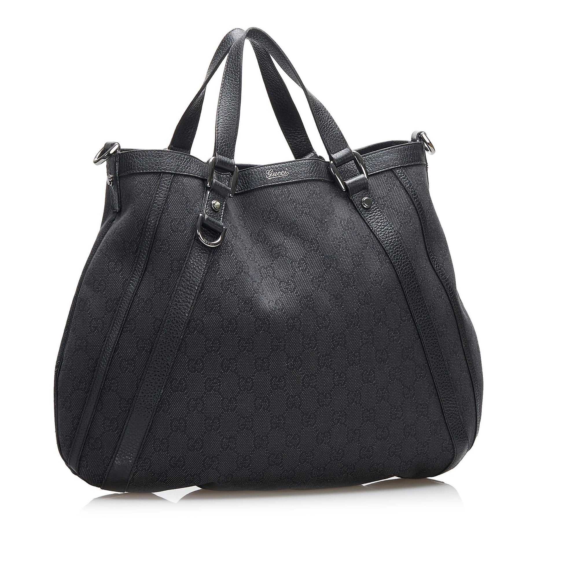 Gucci Abbey GG SHG-R2bVjk Canvas Black Satchel Bag