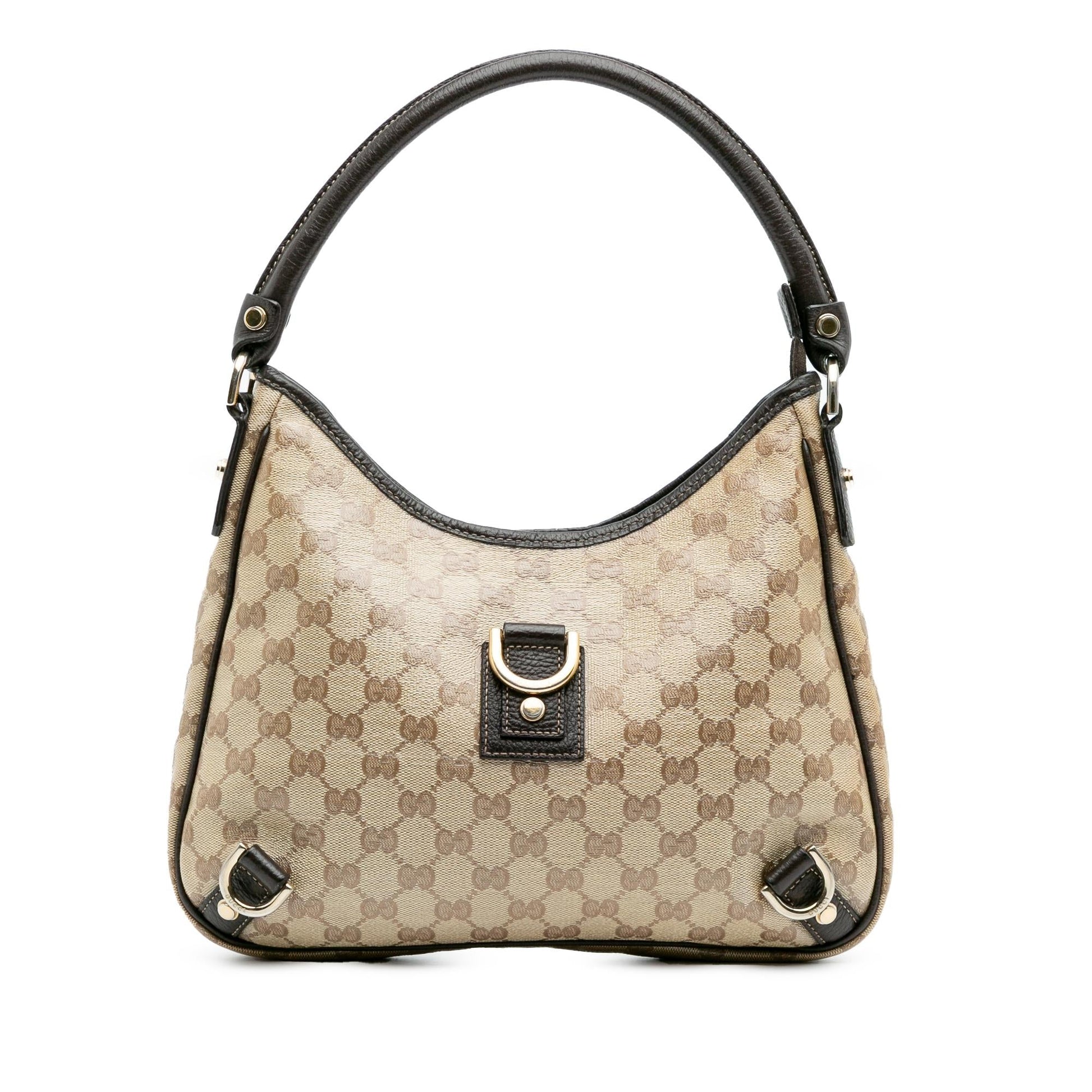 Gucci Abbey GG Crystal Canvas Brown Shoulder Bag