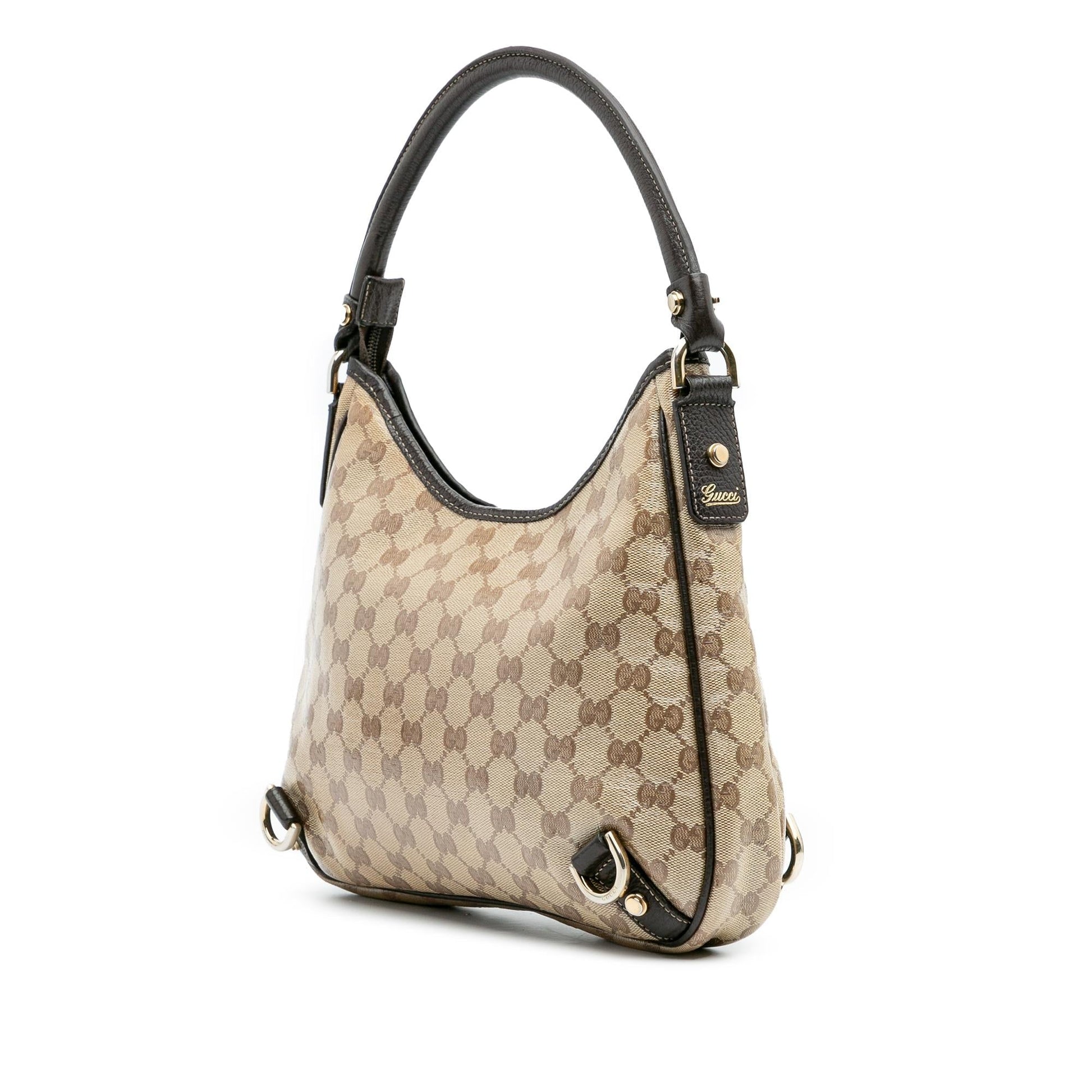 Gucci Abbey GG Crystal Canvas Brown Shoulder Bag