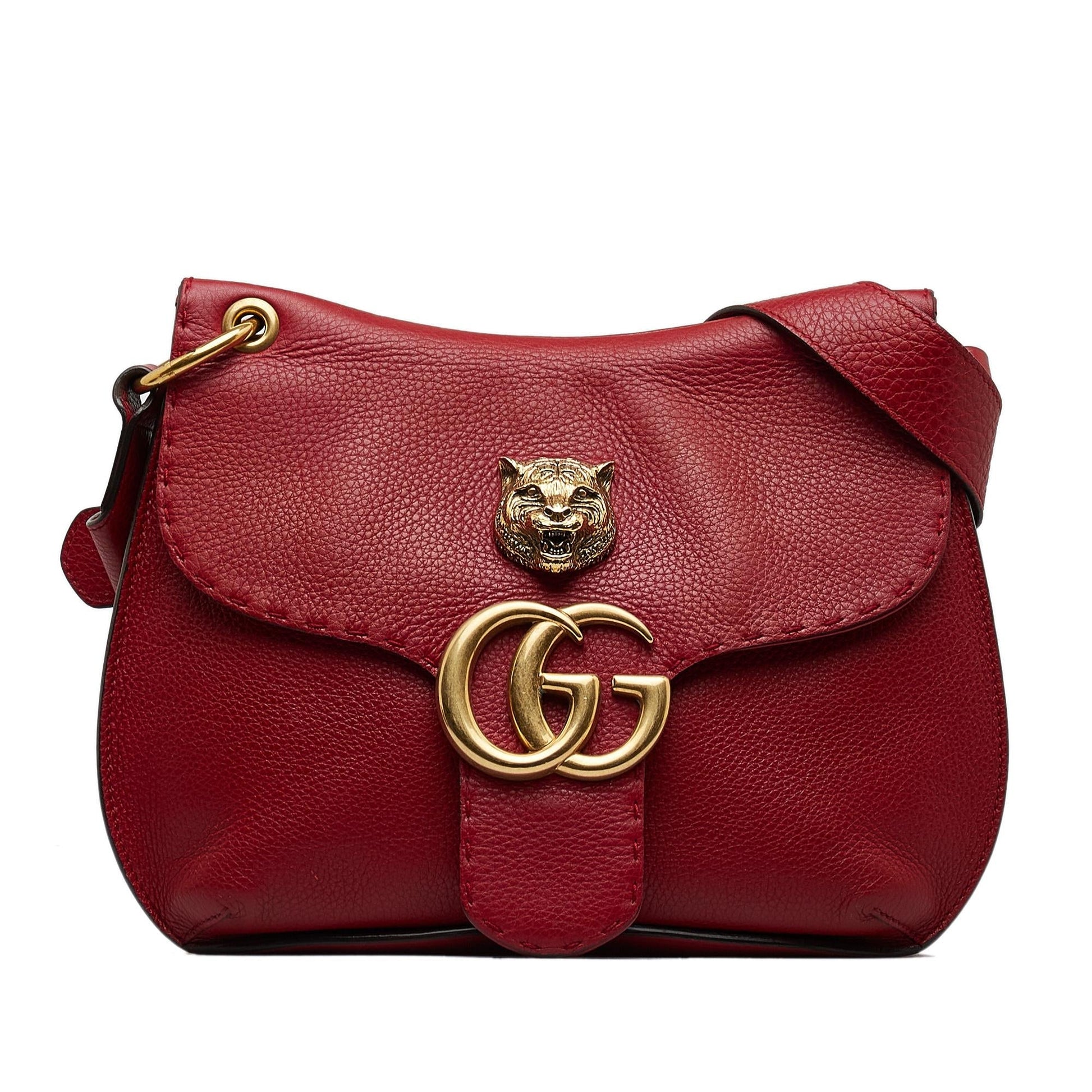 Gucci Animalier GG Marmont SHG-9F5UwN Calf Red Shoulder Bag