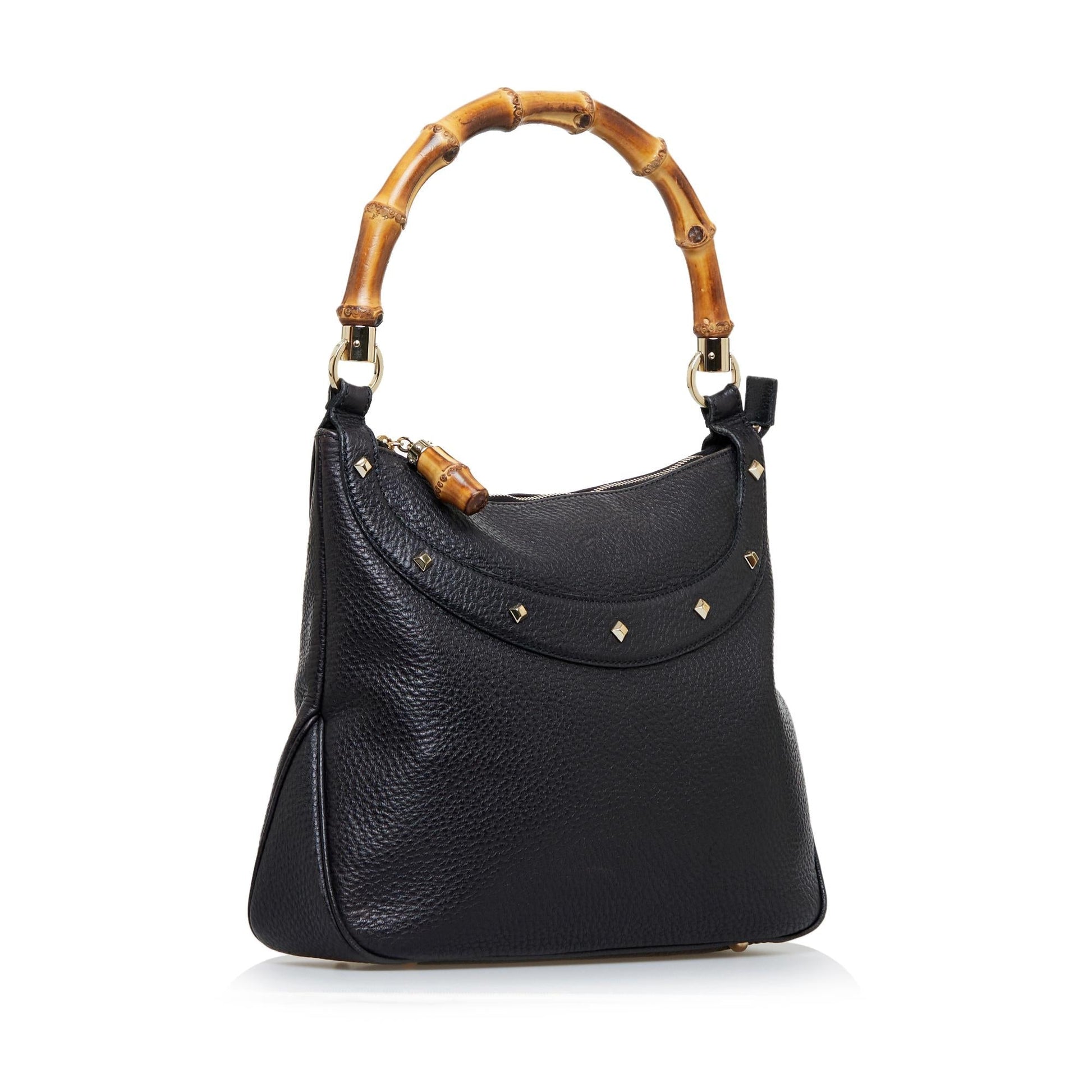 Gucci Anita Bamboo SHG-li9Kxh Calf Black Satchel Bag