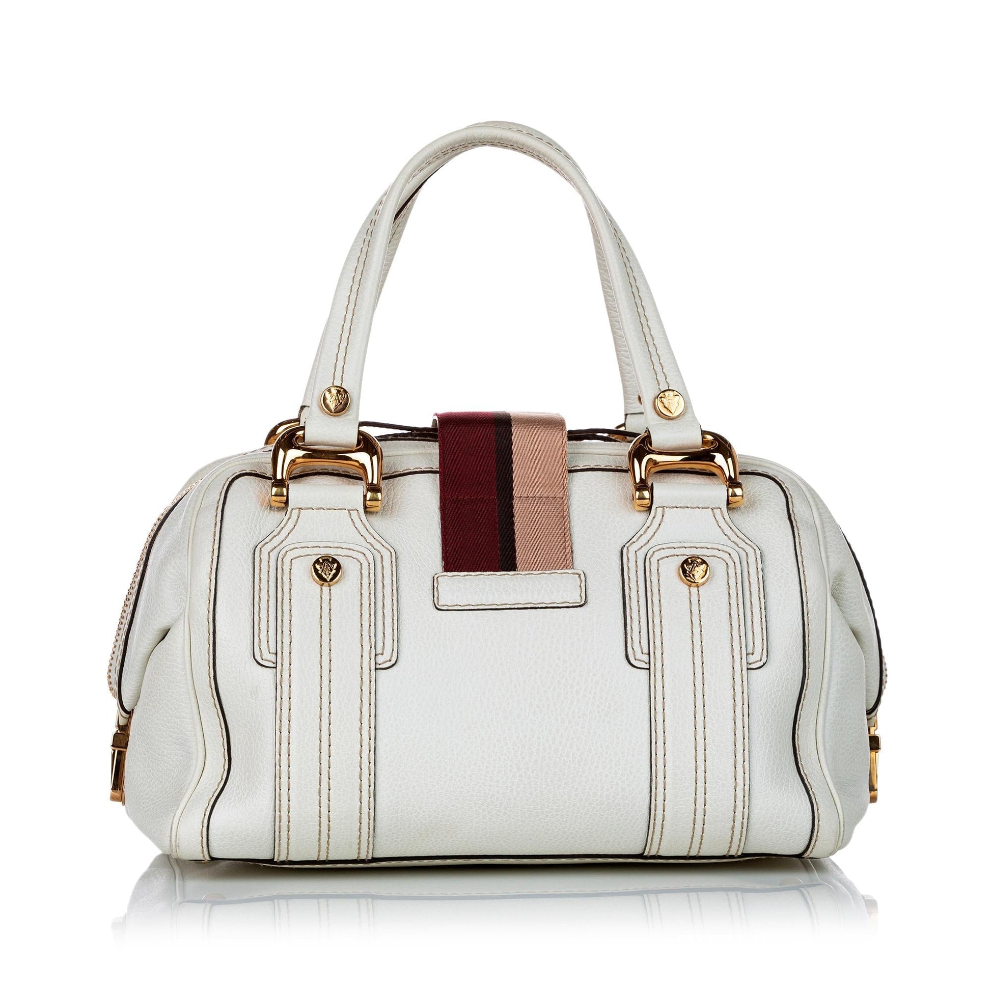 Gucci Aviatrix Boston SHG Leather Calf White Satchel Bag