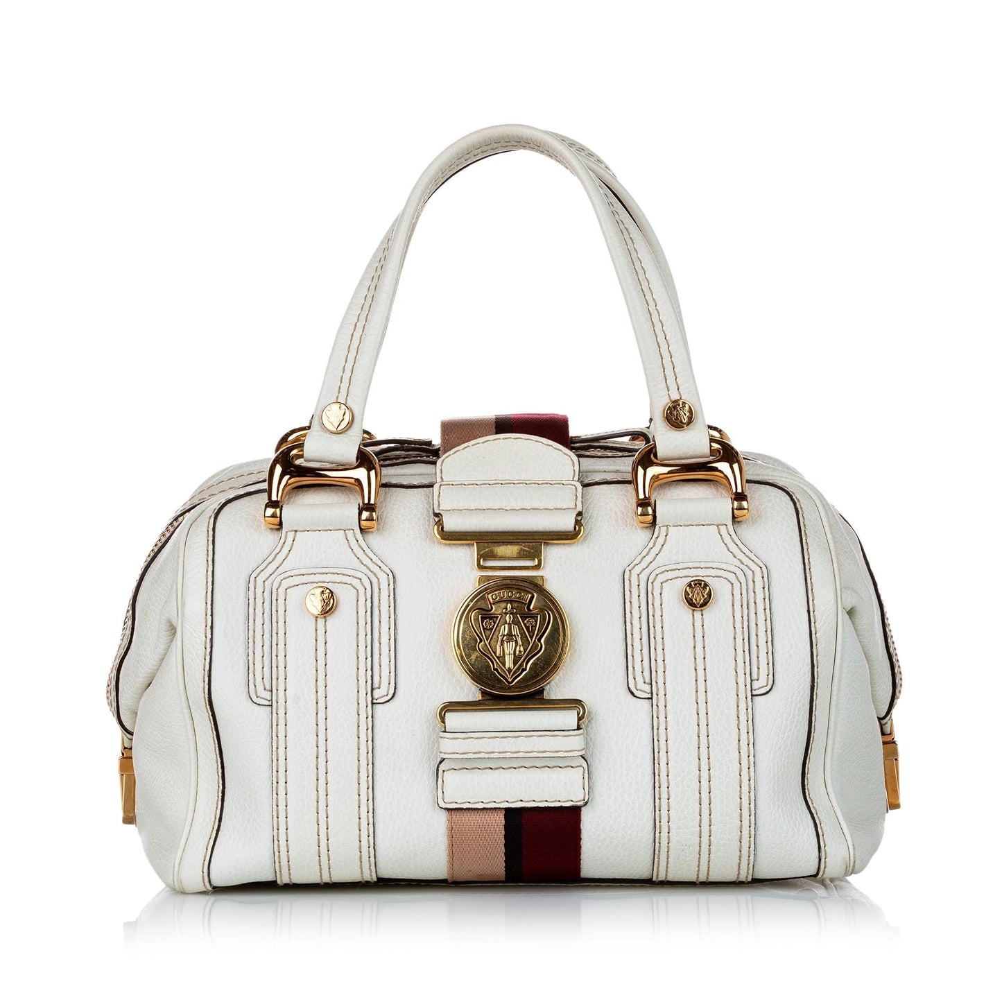 Gucci Aviatrix Boston SHG Leather Calf White Satchel Bag