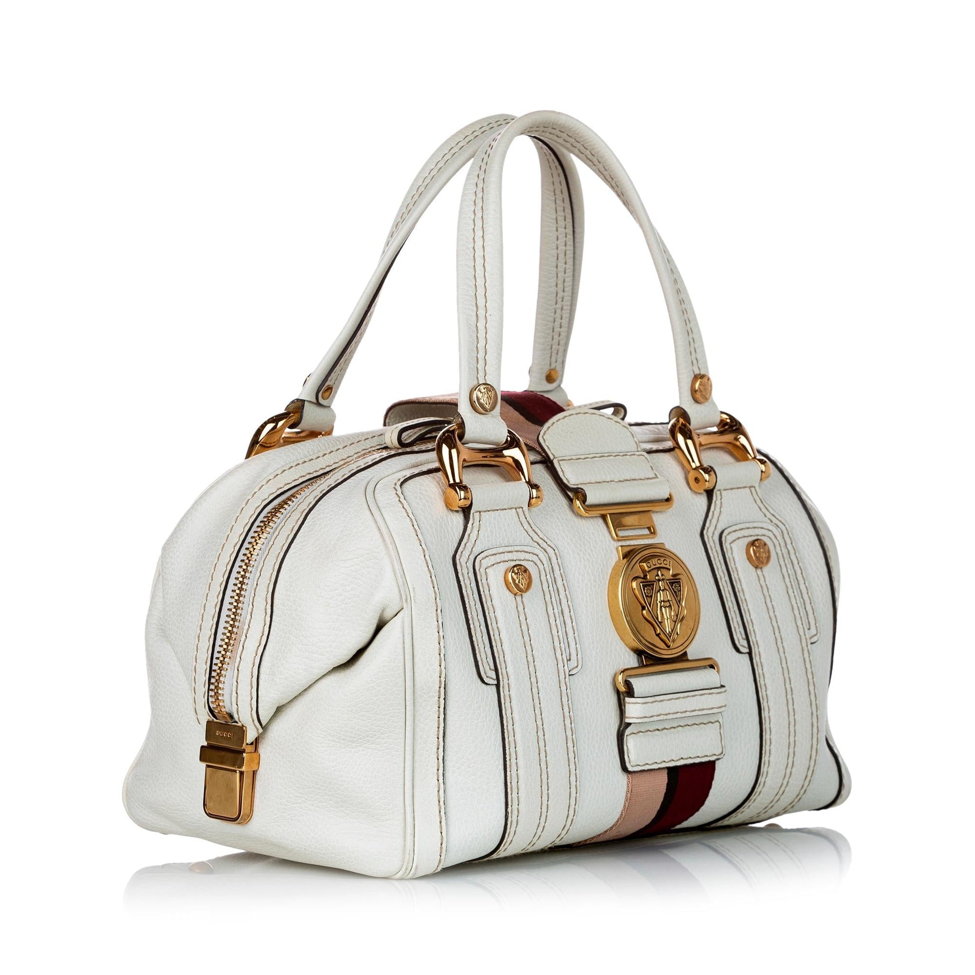 Gucci Aviatrix Boston SHG Leather Calf White Satchel Bag