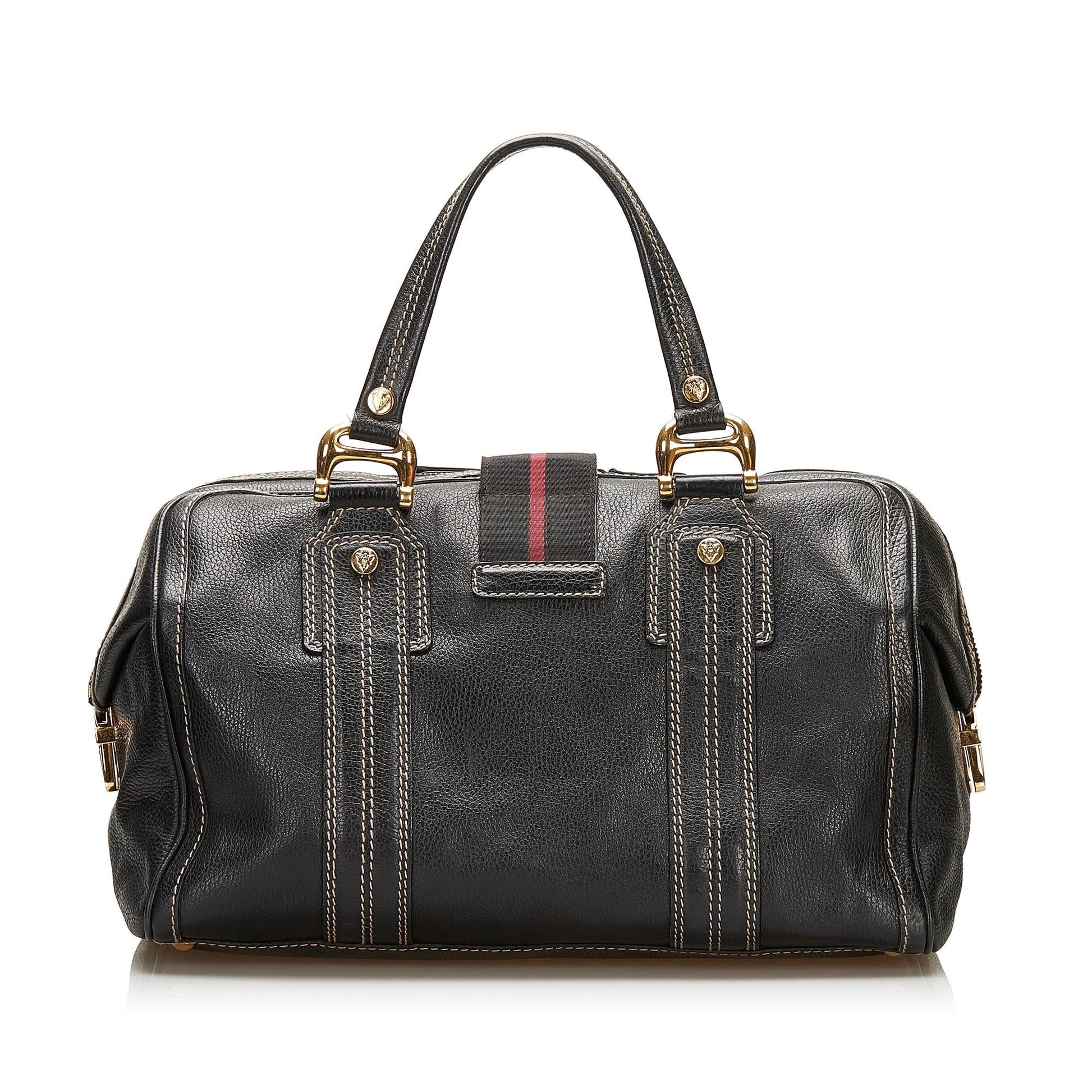 Gucci Aviatrix Boston SHG Leather Calf Black Satchel Bag