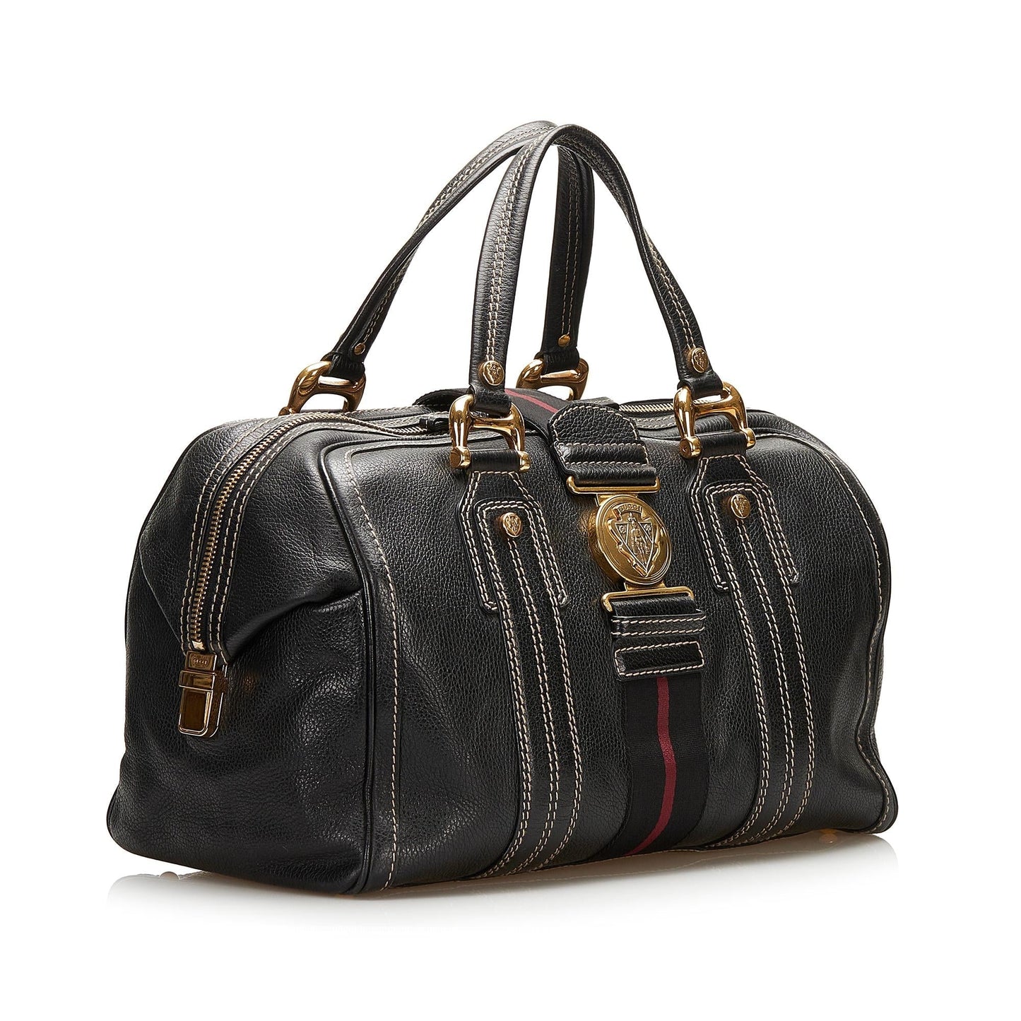 Gucci Aviatrix Boston SHG Leather Calf Black Satchel Bag