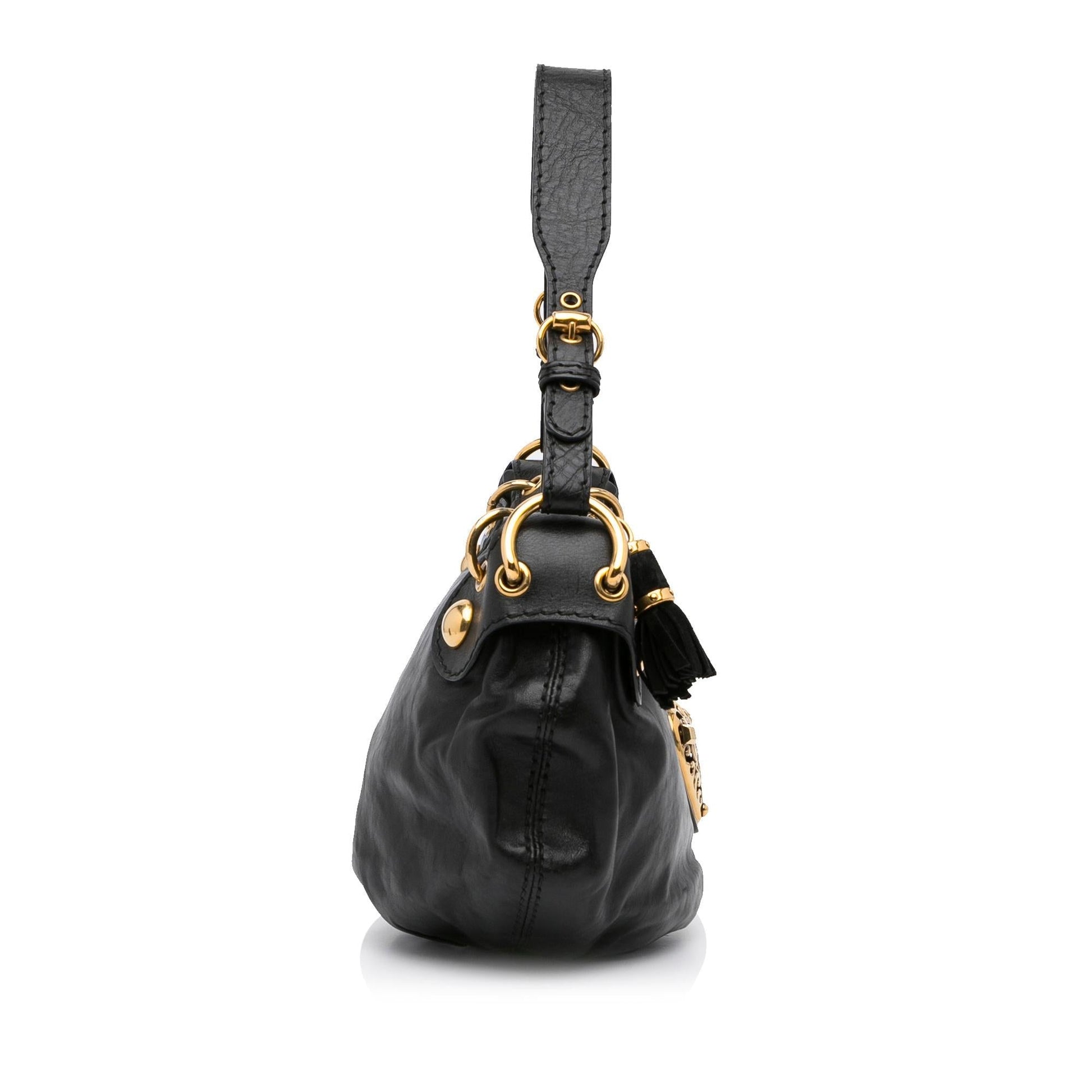 Gucci Babouska Heart SHG-AJ8JX1 Calf Black Shoulder Bag