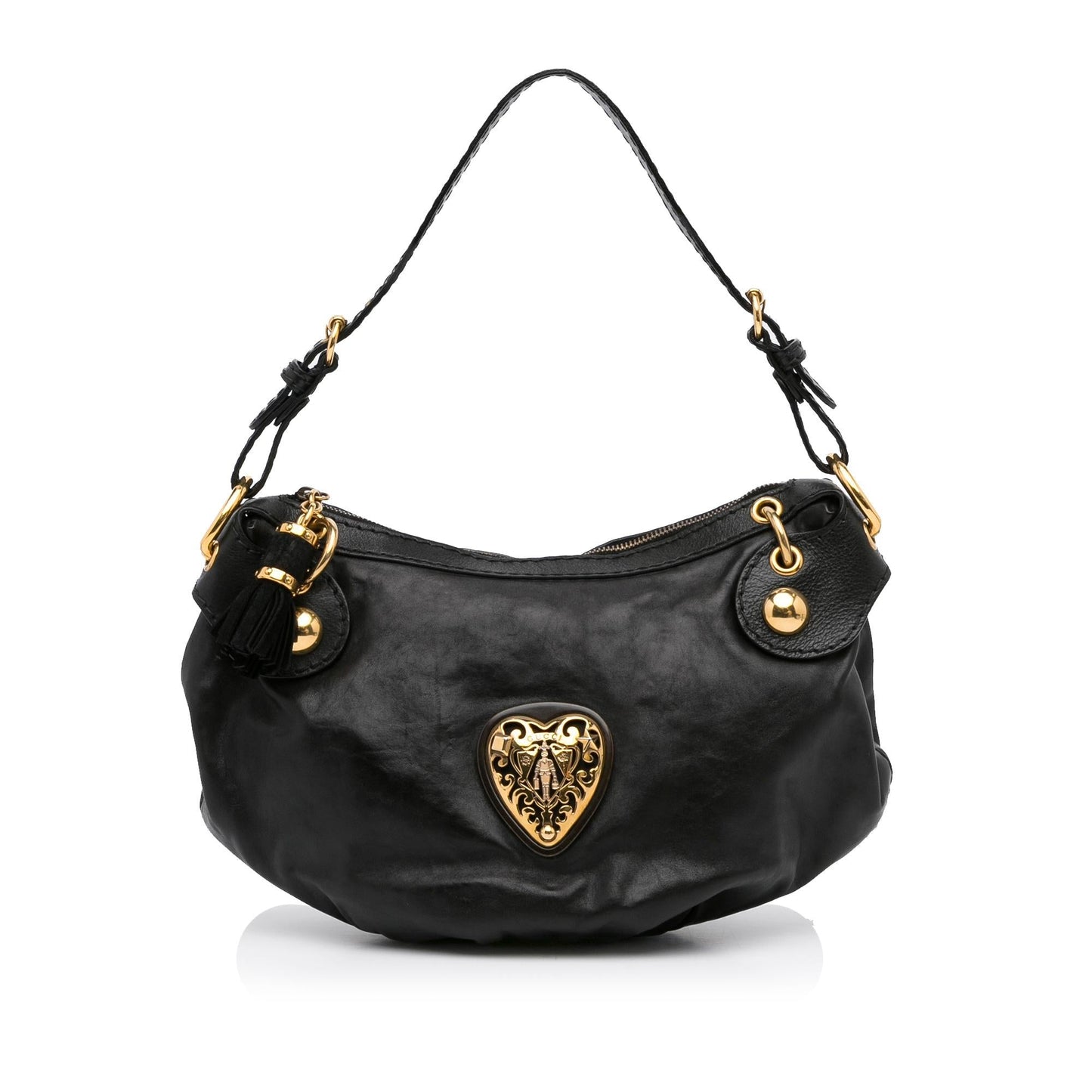 Gucci Babouska Heart SHG-AJ8JX1 Calf Black Shoulder Bag