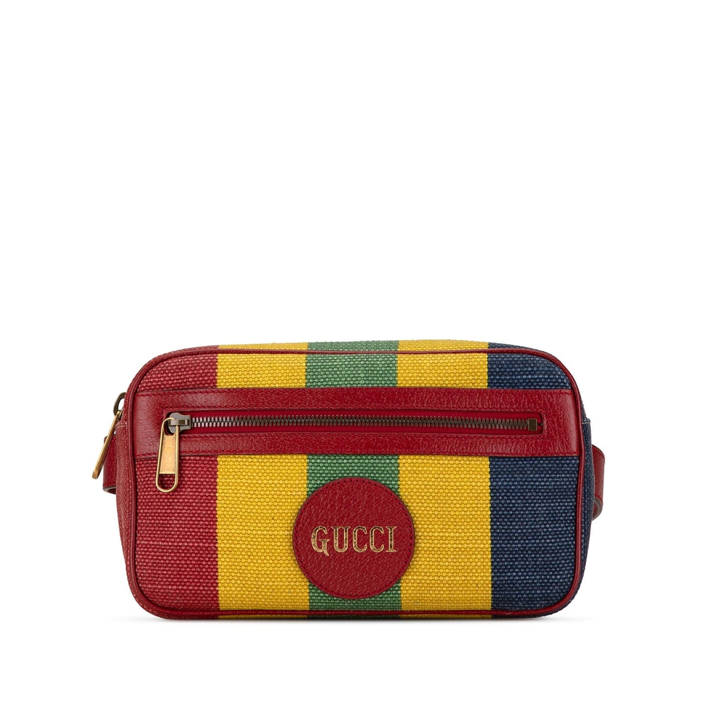 Gucci Baiadera Stripe Belt Canvas Calf Red Accessory