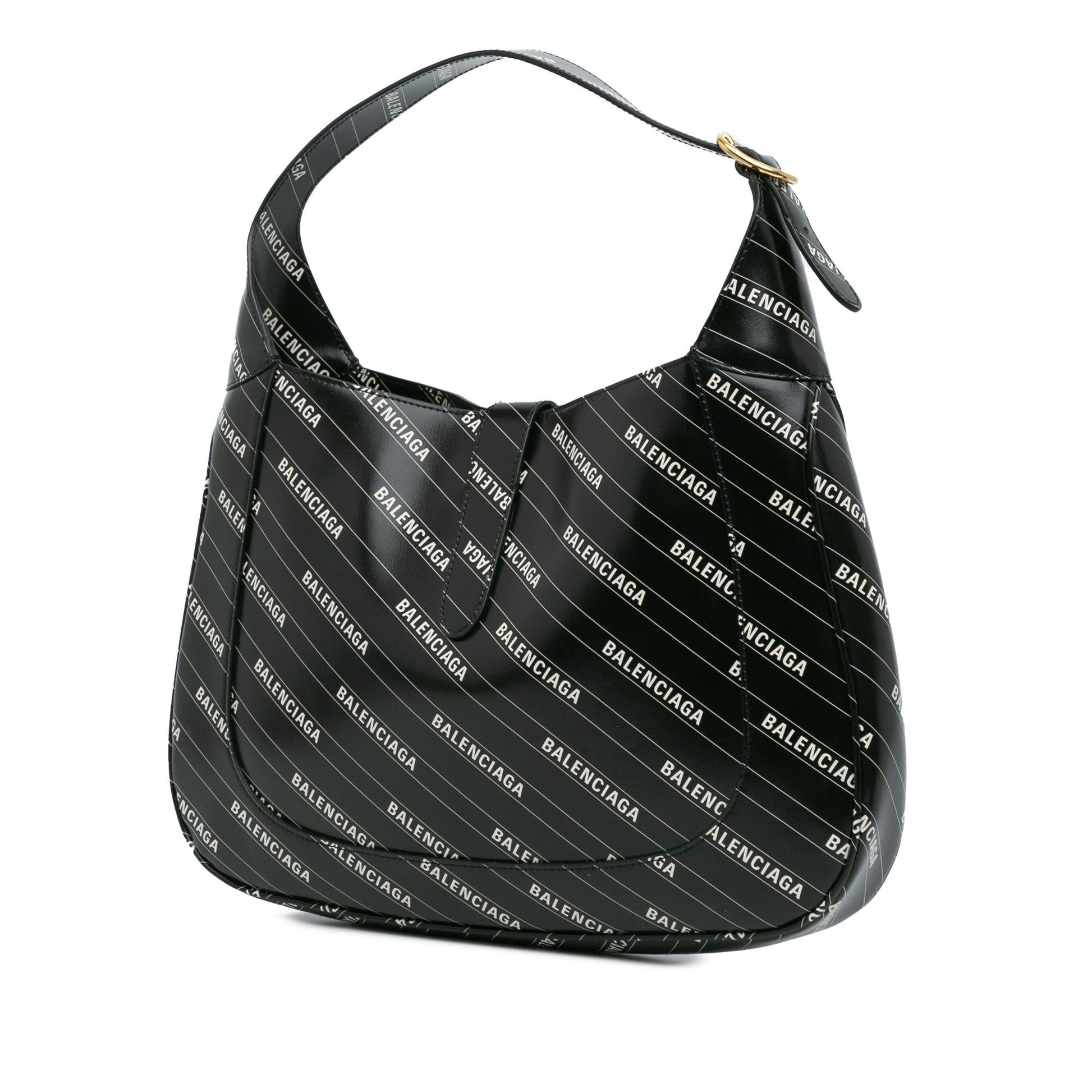 Gucci Balenciaga Hacker Project Jackie Calf Calfskin Black Medium Crossbody Bag