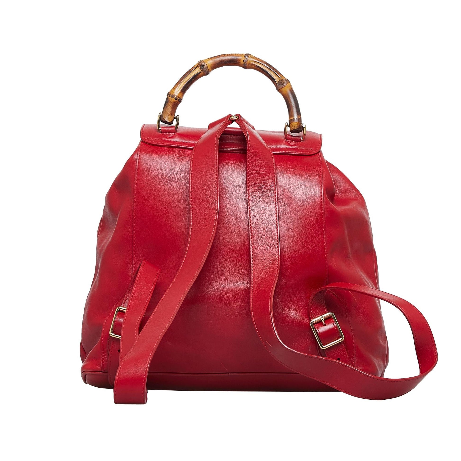 Gucci Bamboo Backpack SHG-3J7bfN Calf Red