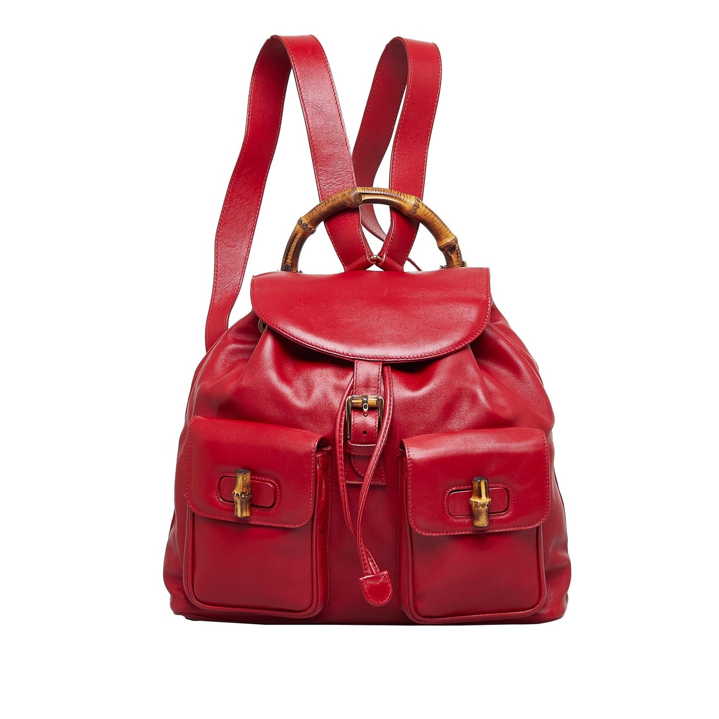 Gucci Bamboo Backpack SHG-3J7bfN Calf Red