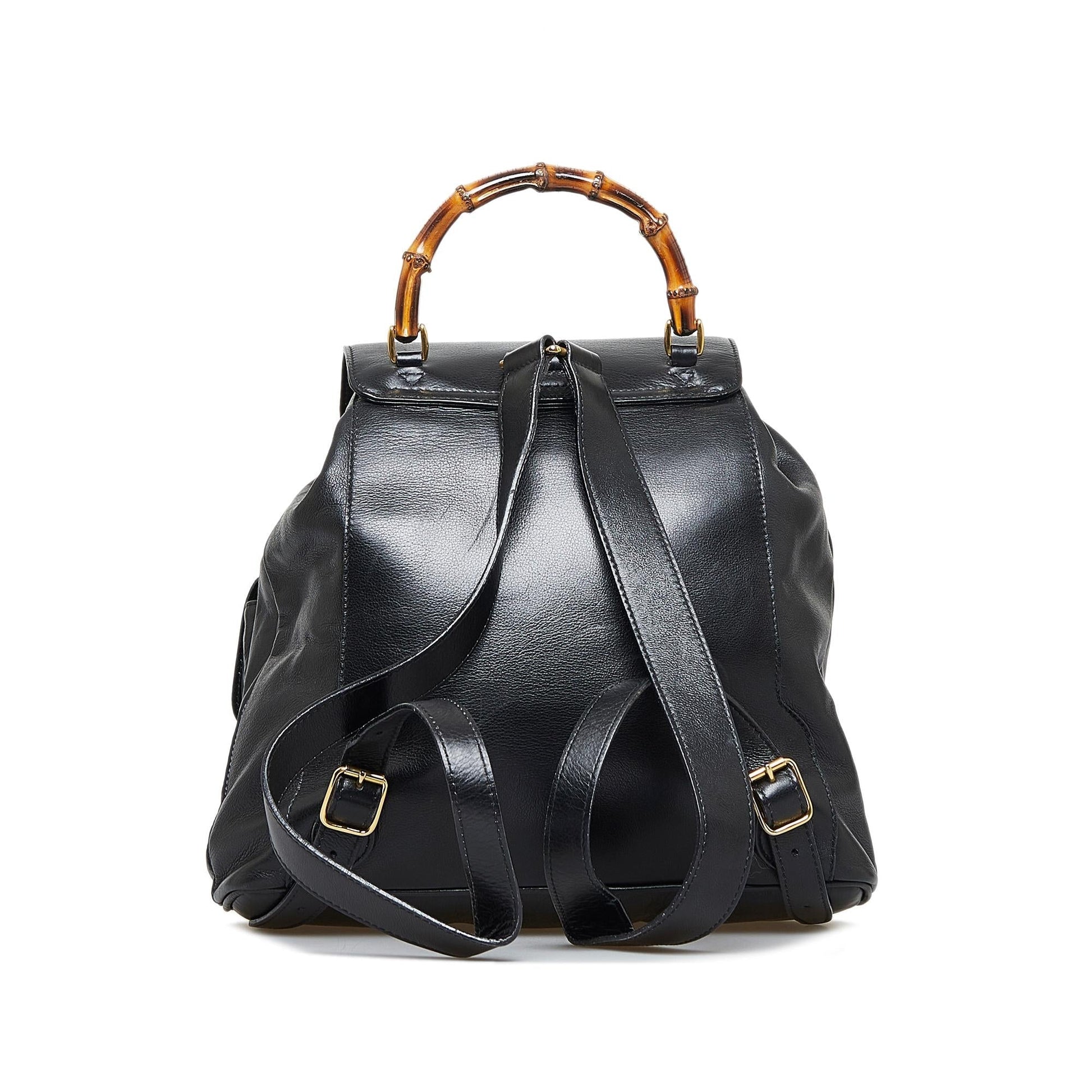 Gucci Bamboo Backpack SHG-VNIzll Calf Black