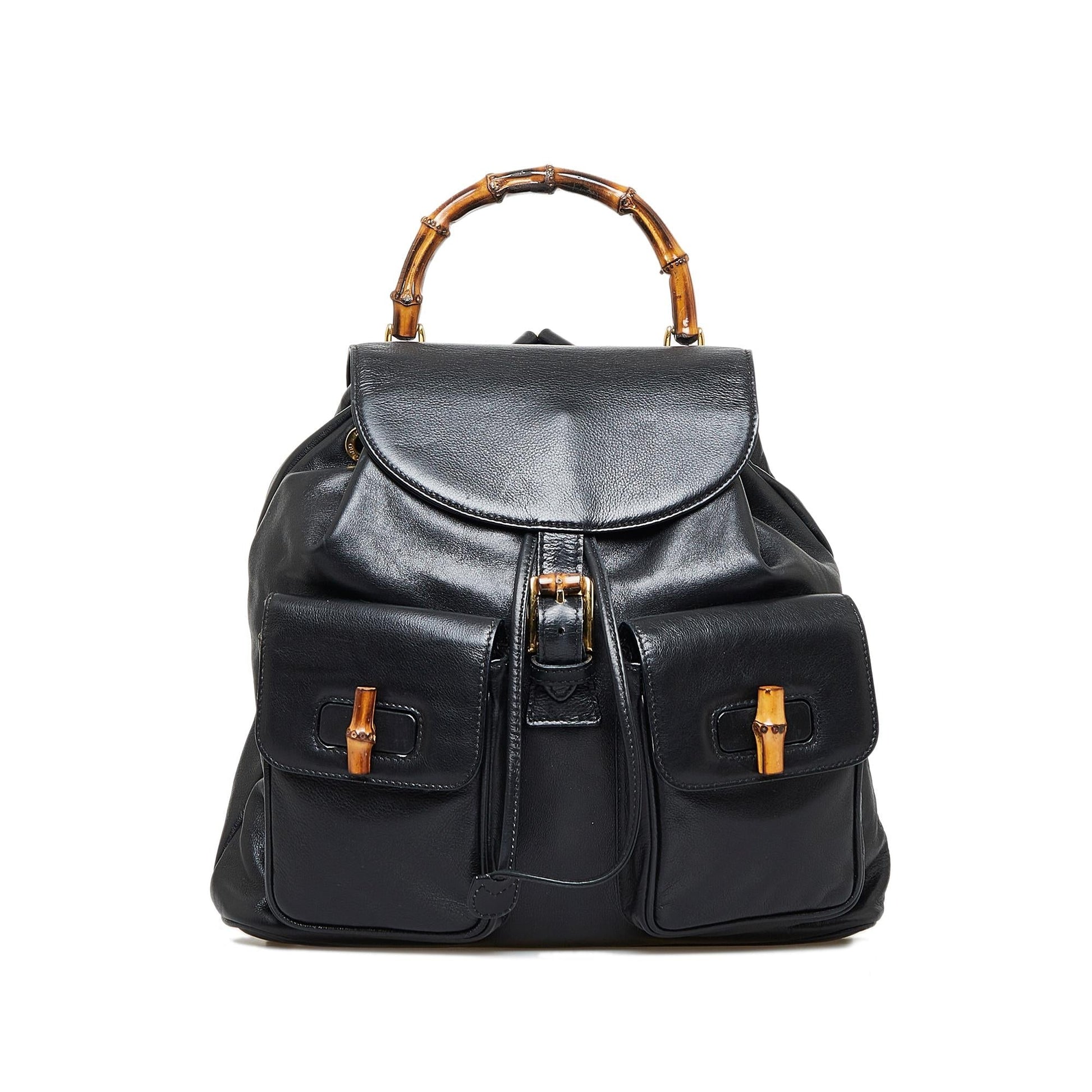Gucci Bamboo Backpack SHG-VNIzll Calf Black