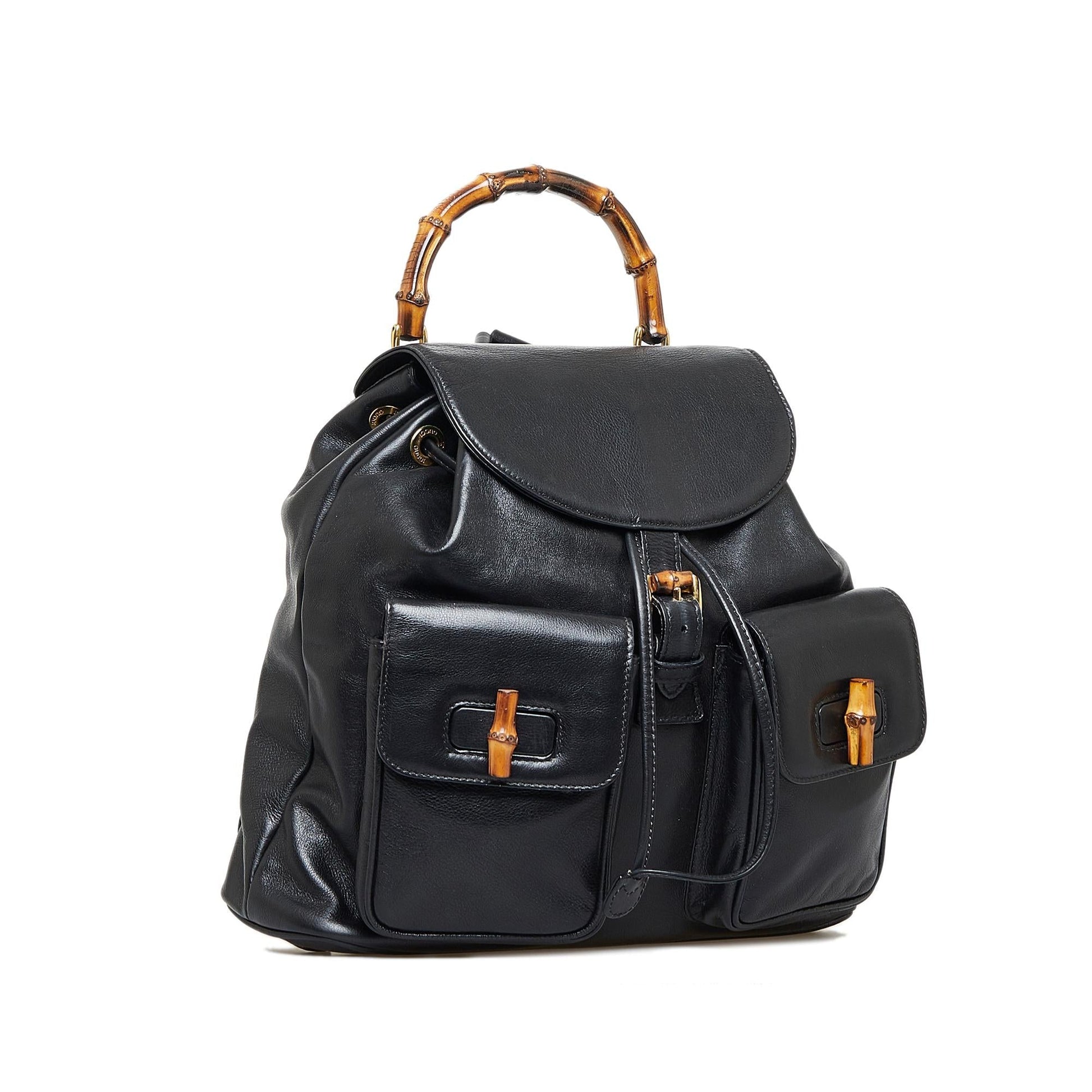 Gucci Bamboo Backpack SHG-VNIzll Calf Black