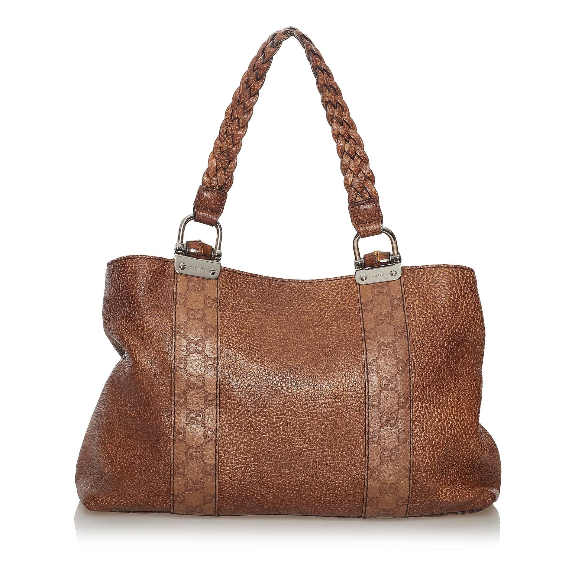 Gucci Bamboo Bar SHG Leather Calf Brown Tote Bag