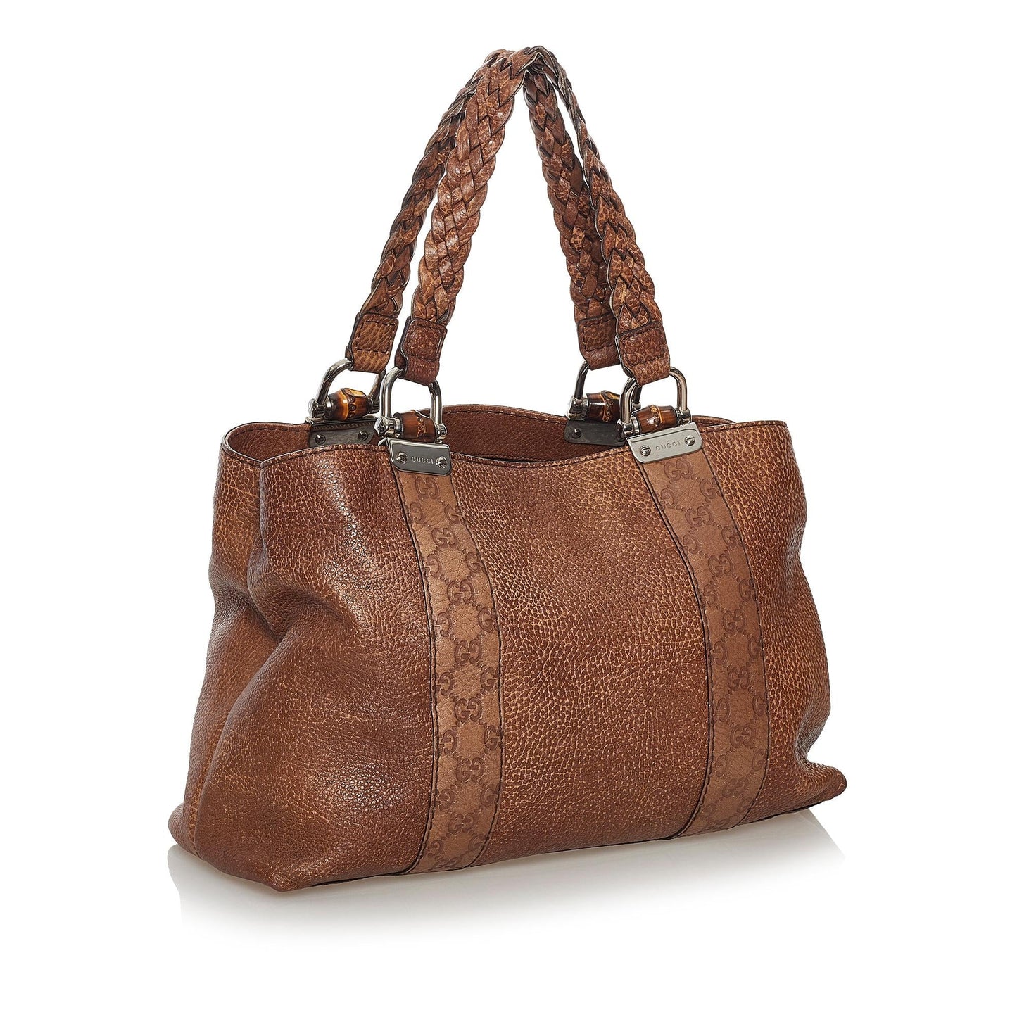 Gucci Bamboo Bar SHG Leather Calf Brown Tote Bag