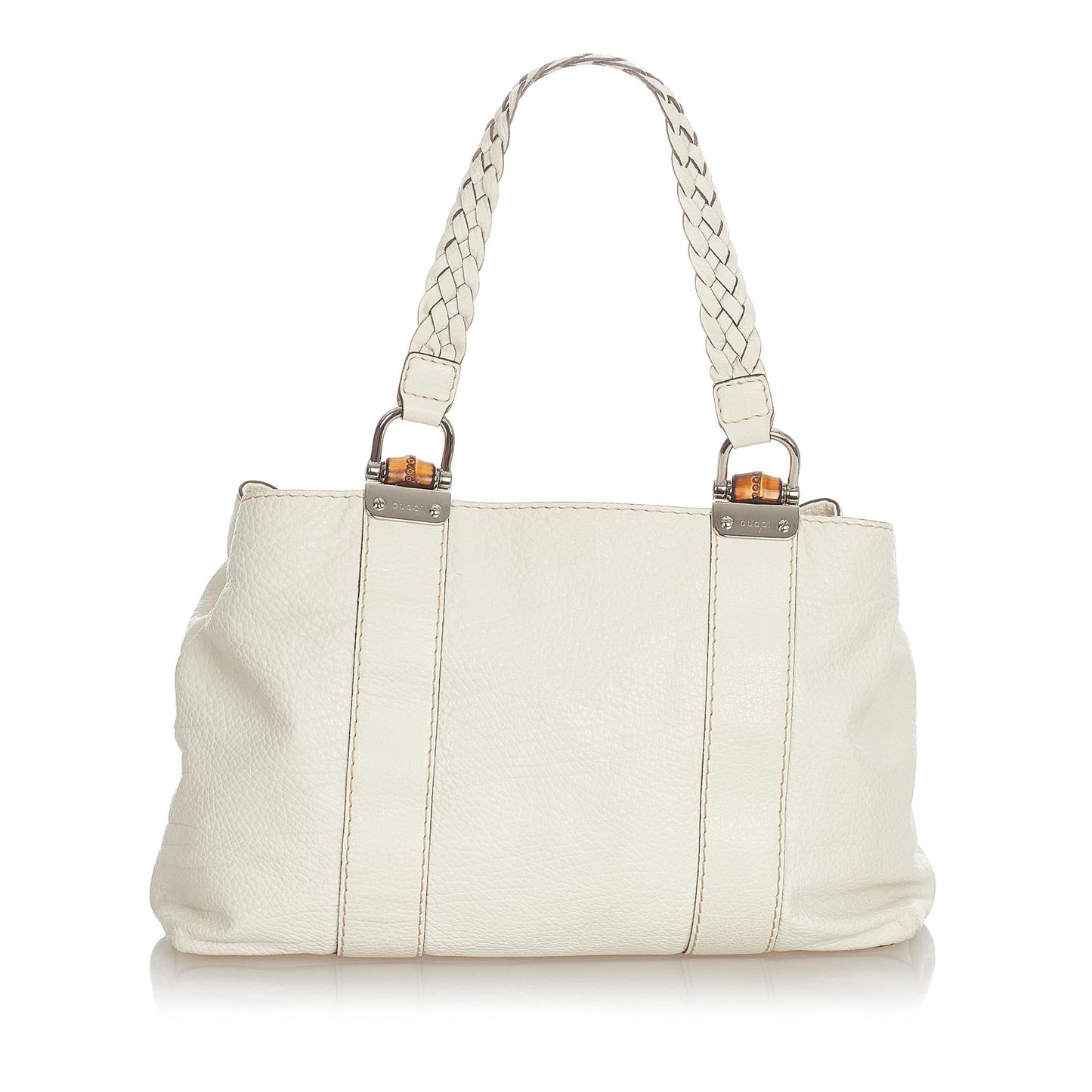 Gucci Bamboo Bar SHG Leather Calf White Tote Bag