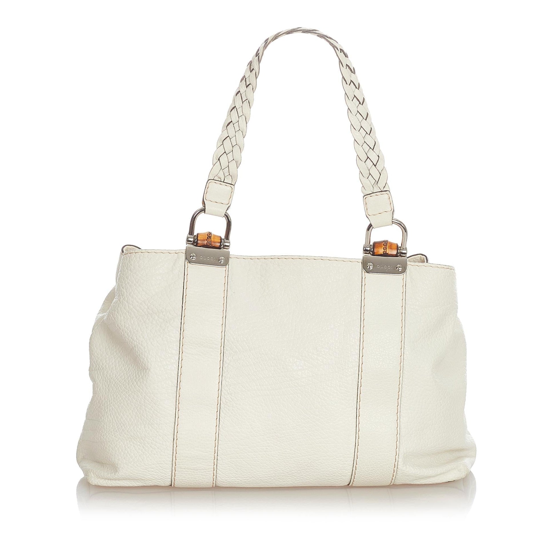 Gucci Bamboo Bar SHG Leather Calf White Tote Bag