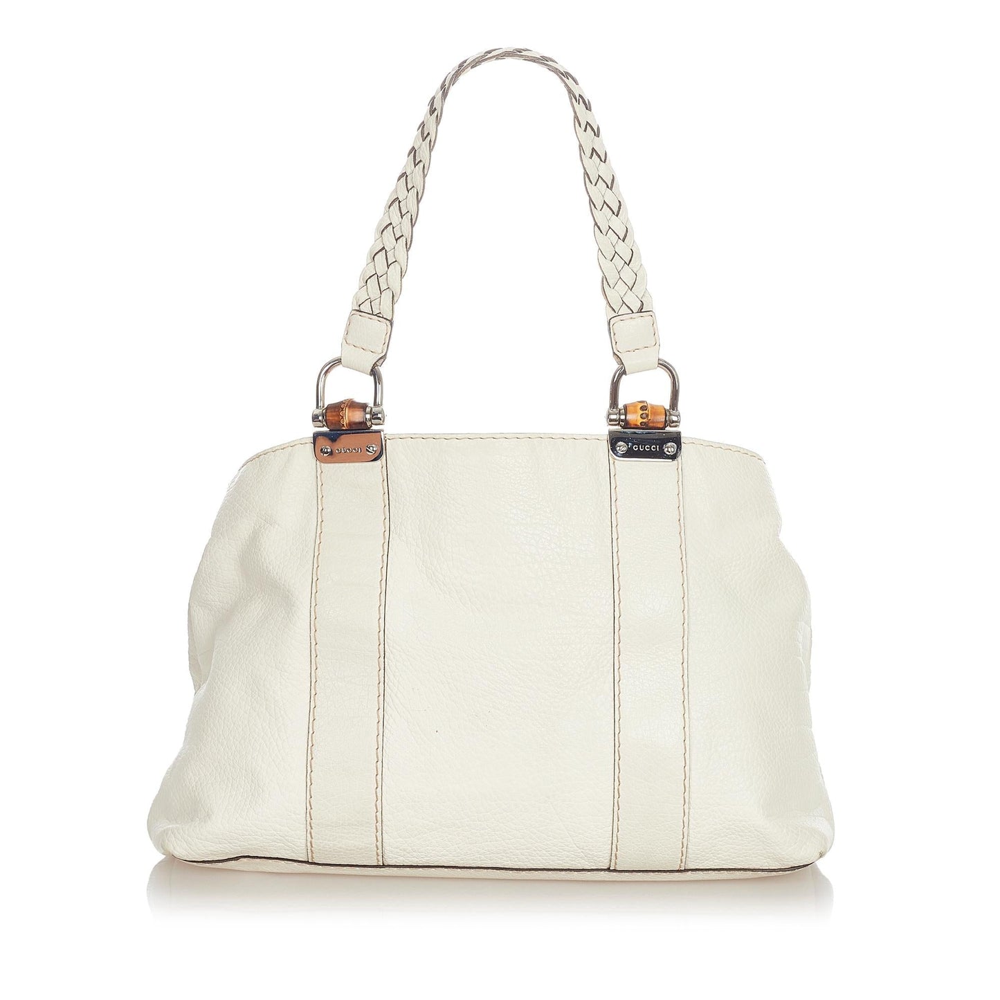 Gucci Bamboo Bar SHG Leather Calf White Tote Bag