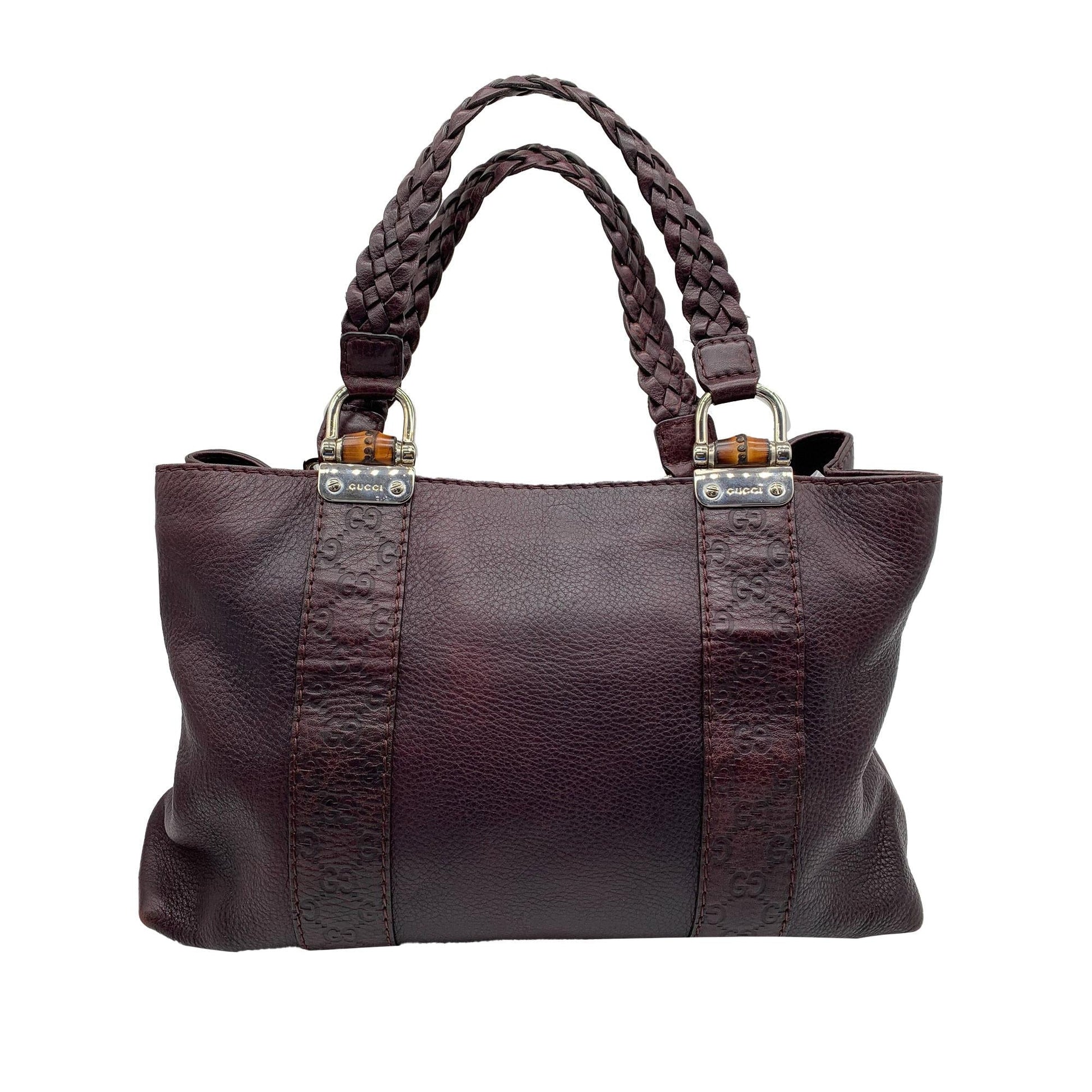 Gucci Bamboo Bar SHG Leather Calf Red Tote Bag