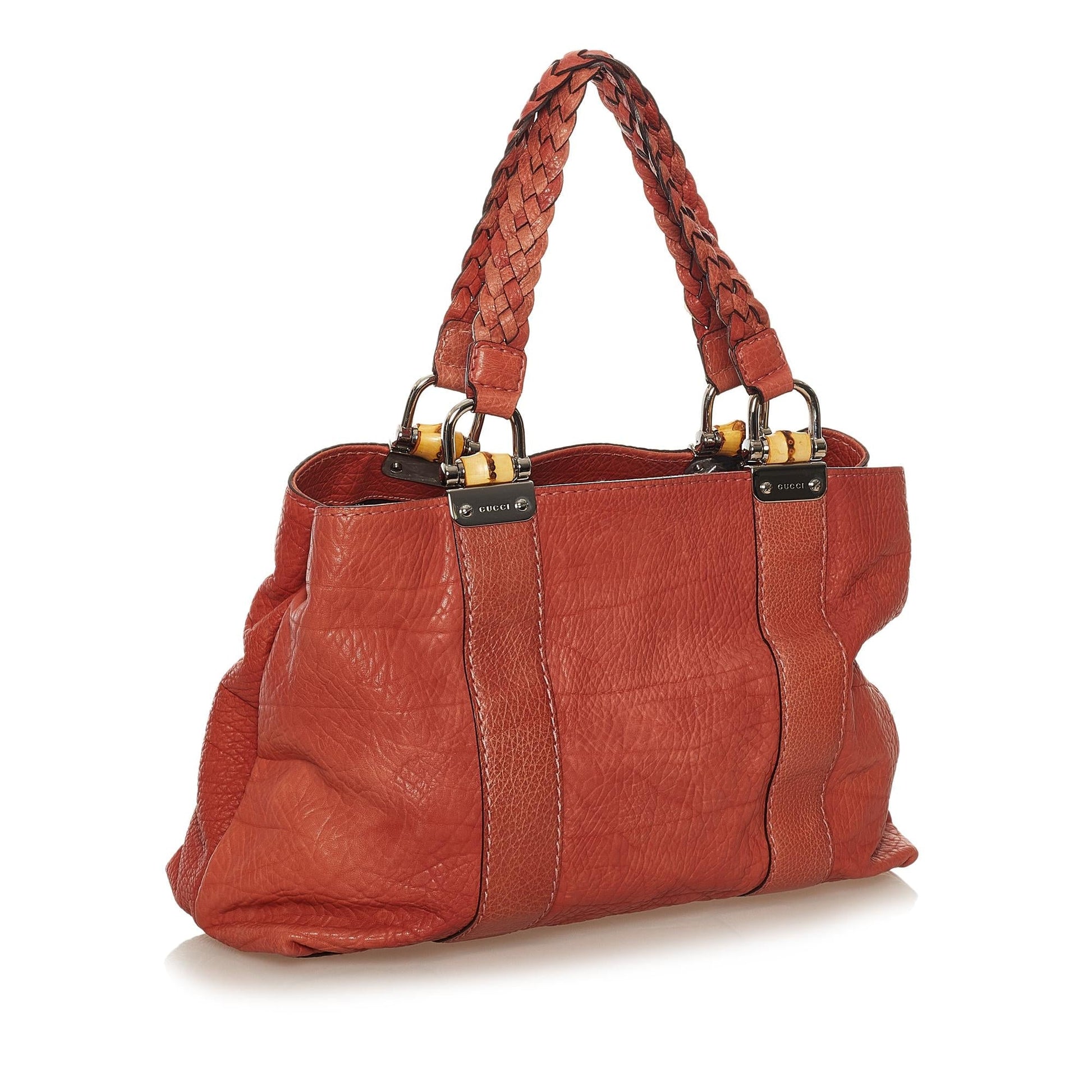 Gucci Bamboo Bar SHG-KsAjg1 Leather Calf Red Tote Bag