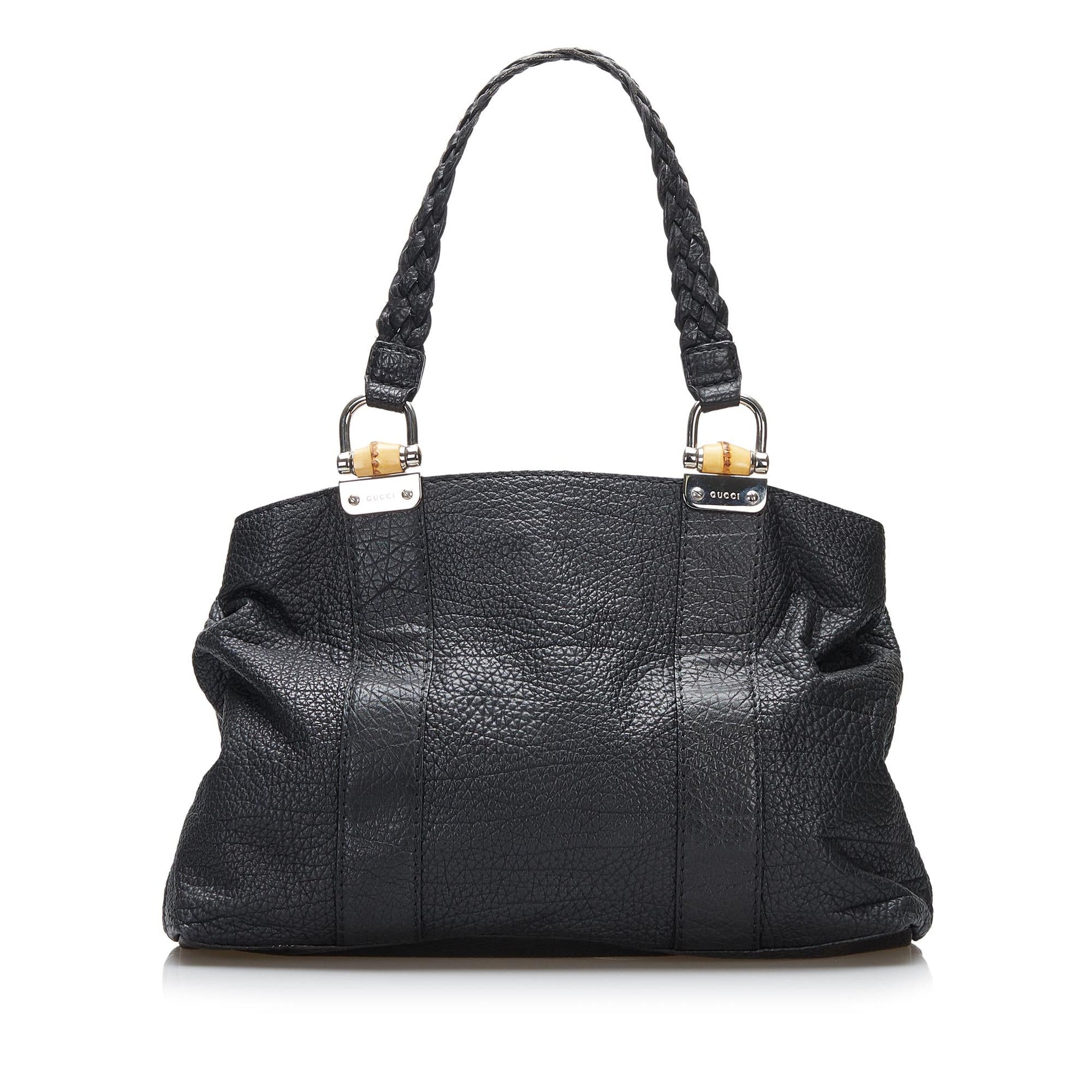 Gucci Bamboo Bar SHG-7pUjvU Calf Black Tote Bag