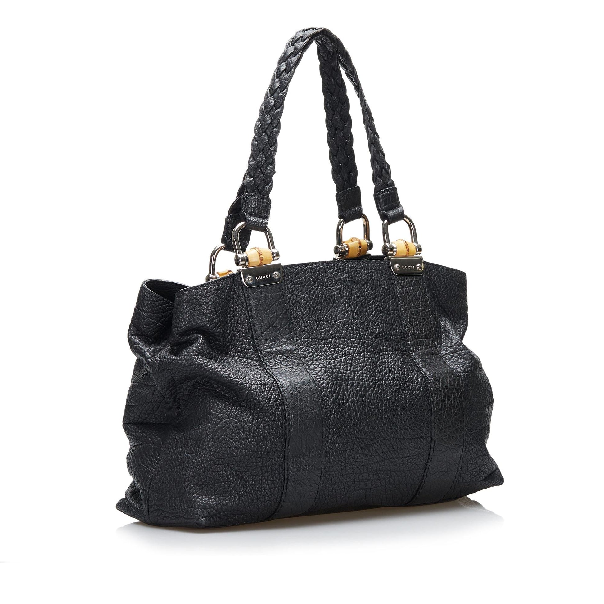 Gucci Bamboo Bar SHG-7pUjvU Calf Black Tote Bag