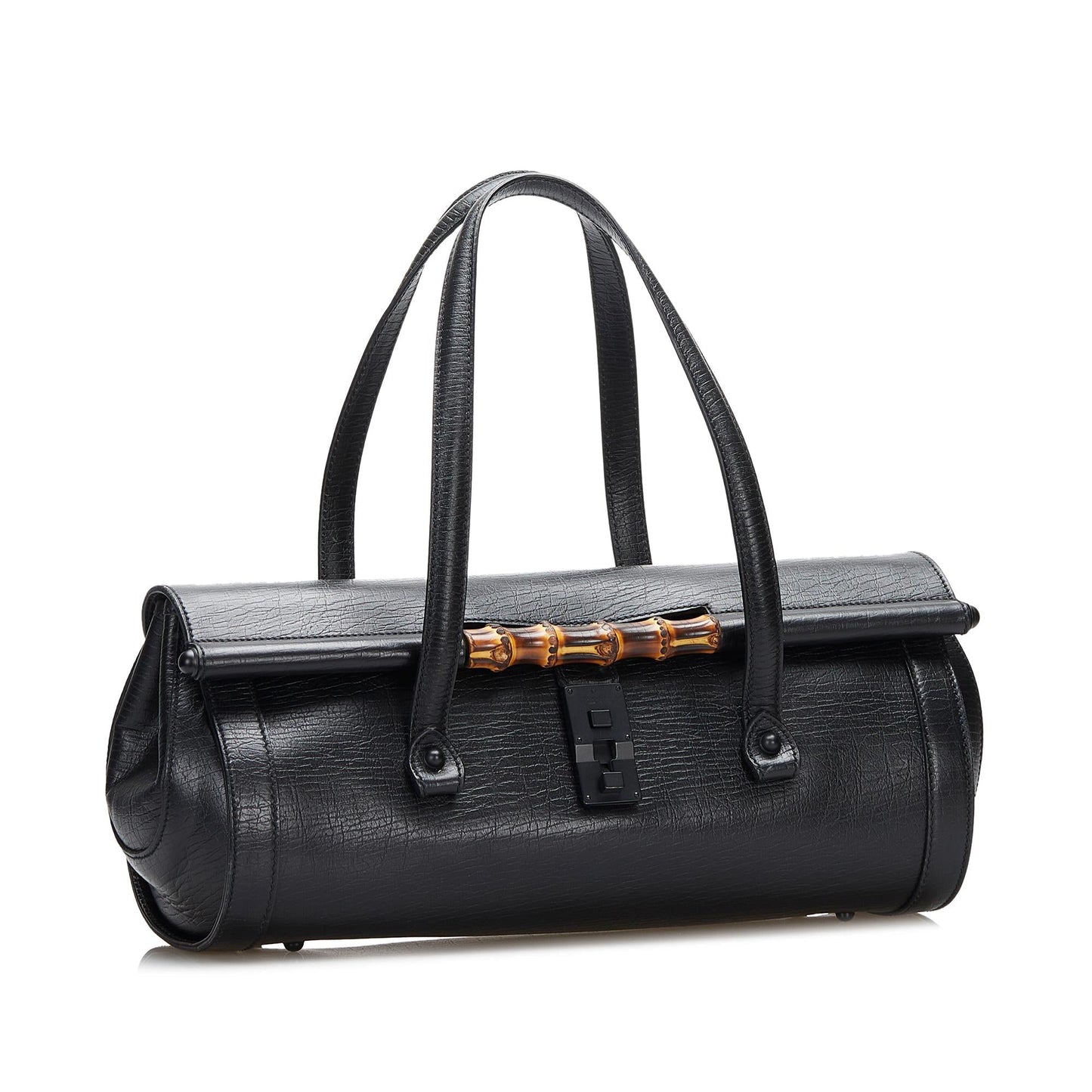 Gucci Bamboo Bullet SHG-mV1Nbs Calf Black Satchel Bag