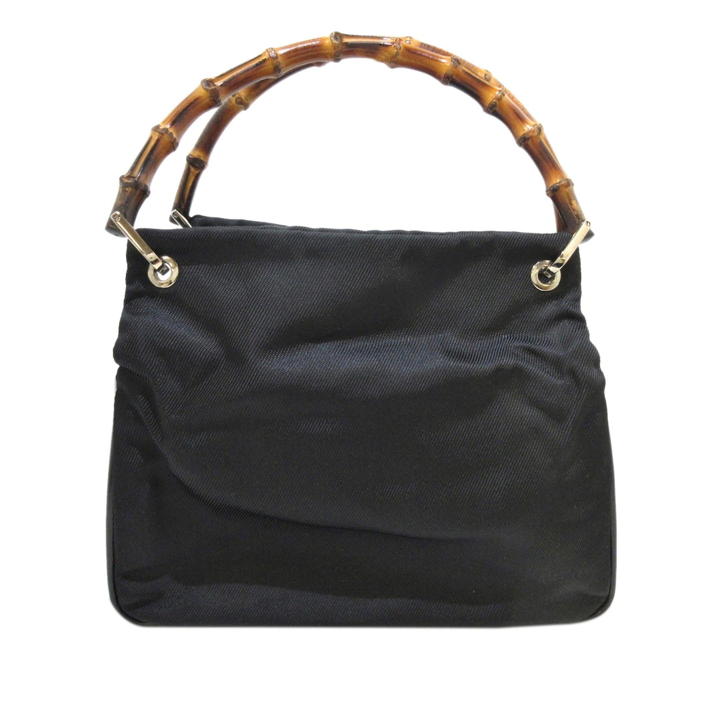 Gucci Bamboo SHG Canvas Black Brown Satchel Bag