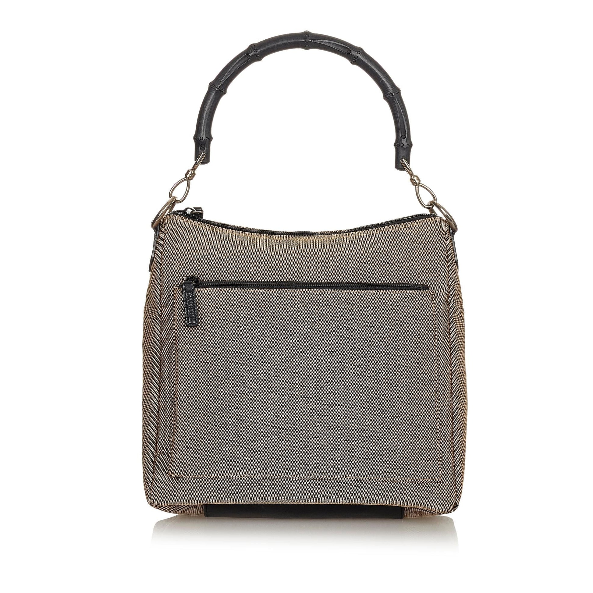 Gucci Bamboo SHG-fCN2xU Canvas Brown Satchel Bag