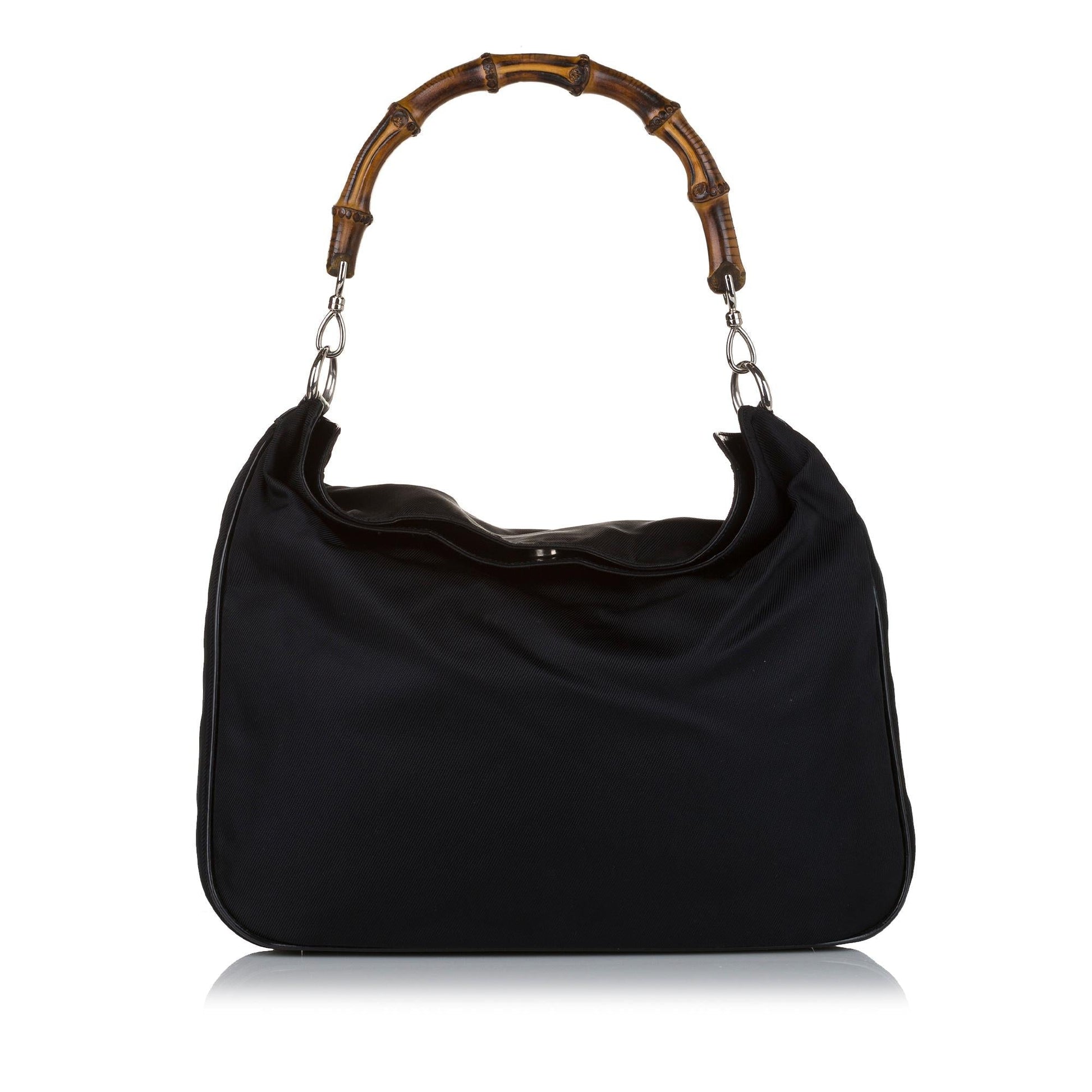 Gucci Bamboo SHG Canvas Black Satchel Bag
