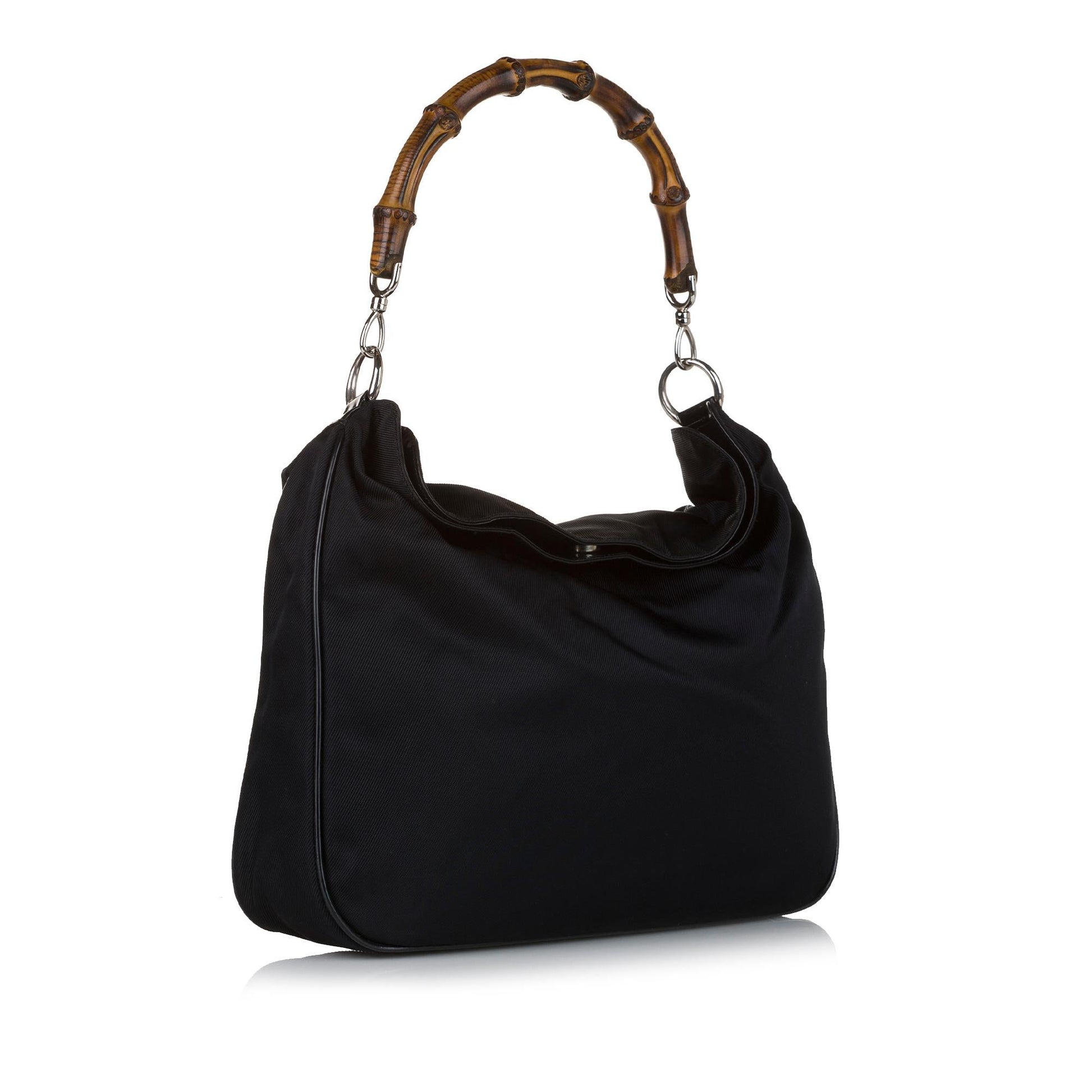 Gucci Bamboo SHG Canvas Black Satchel Bag
