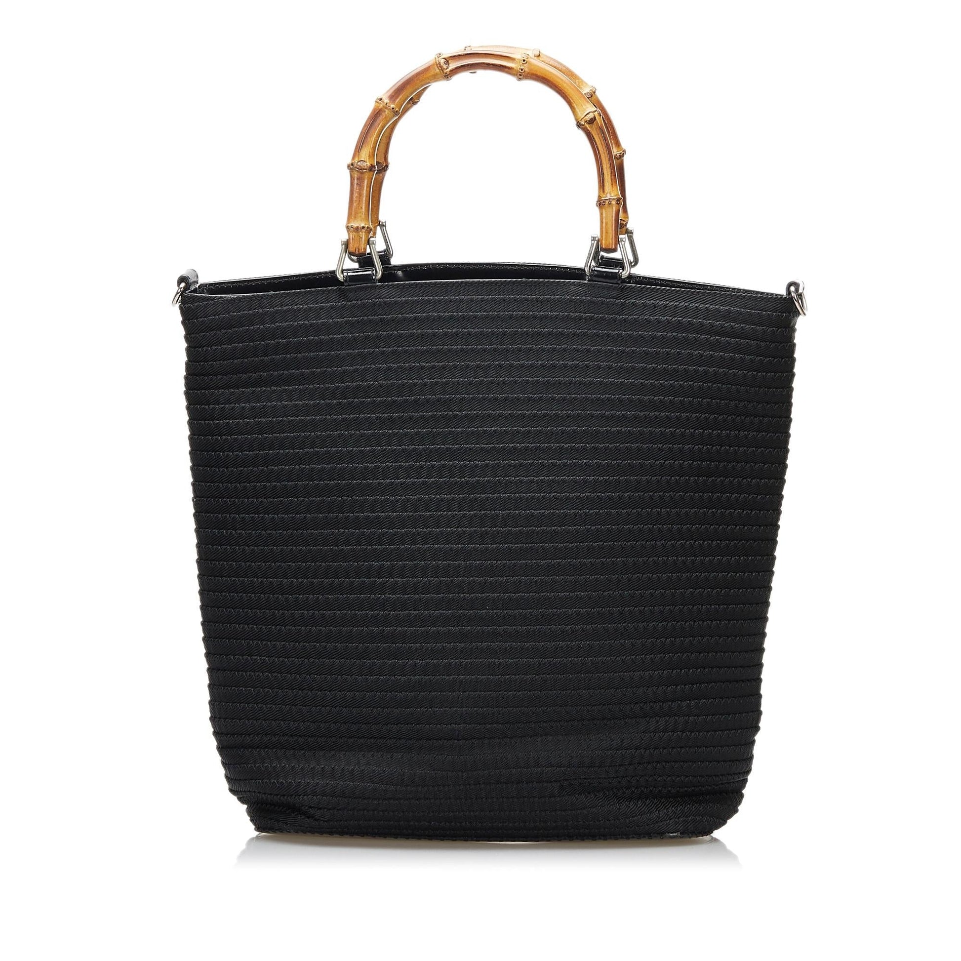Gucci Bamboo SHG Canvas Black Satchel Bag Satchel Shg