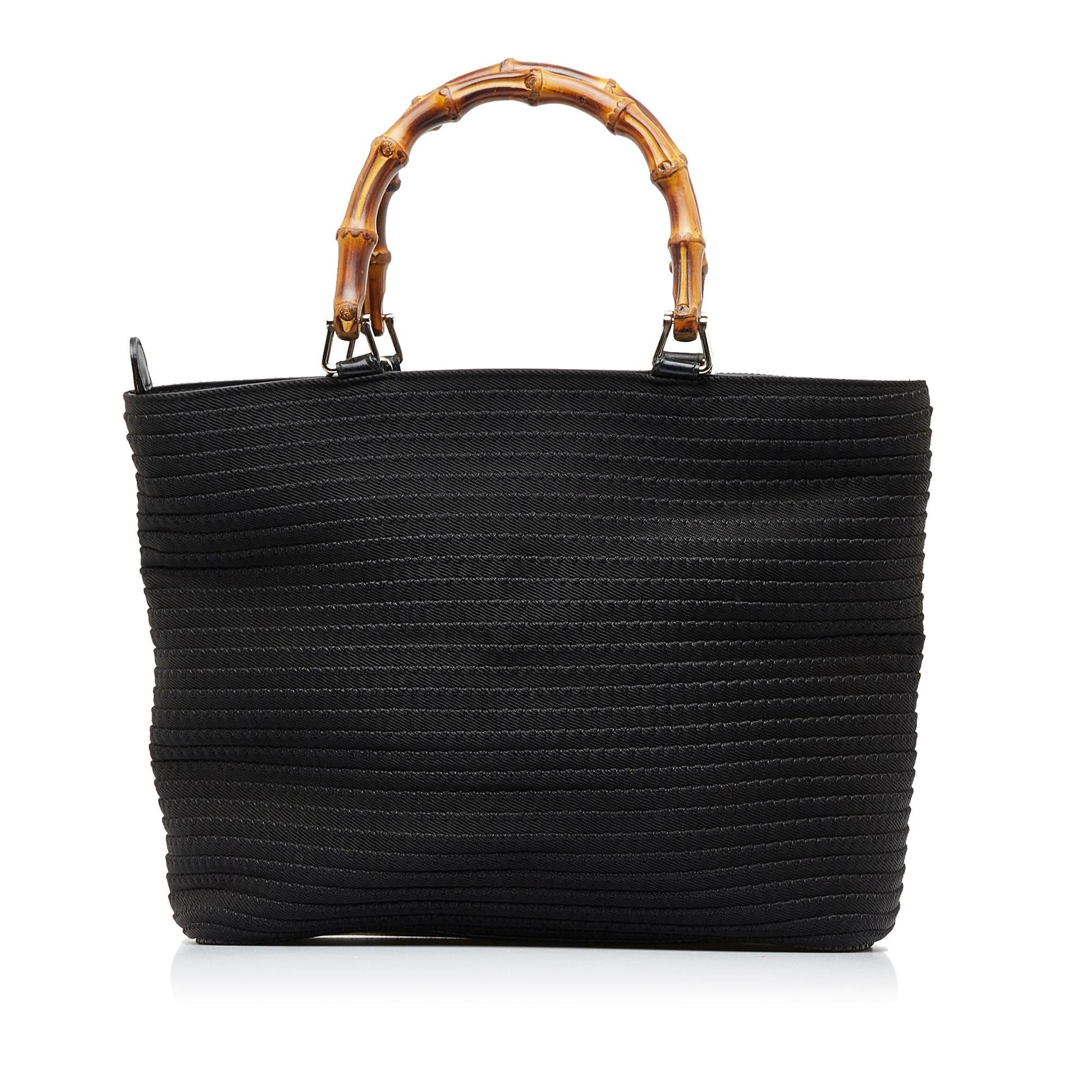 Gucci Bamboo SHG-FgYljs Canvas Black Satchel Bag