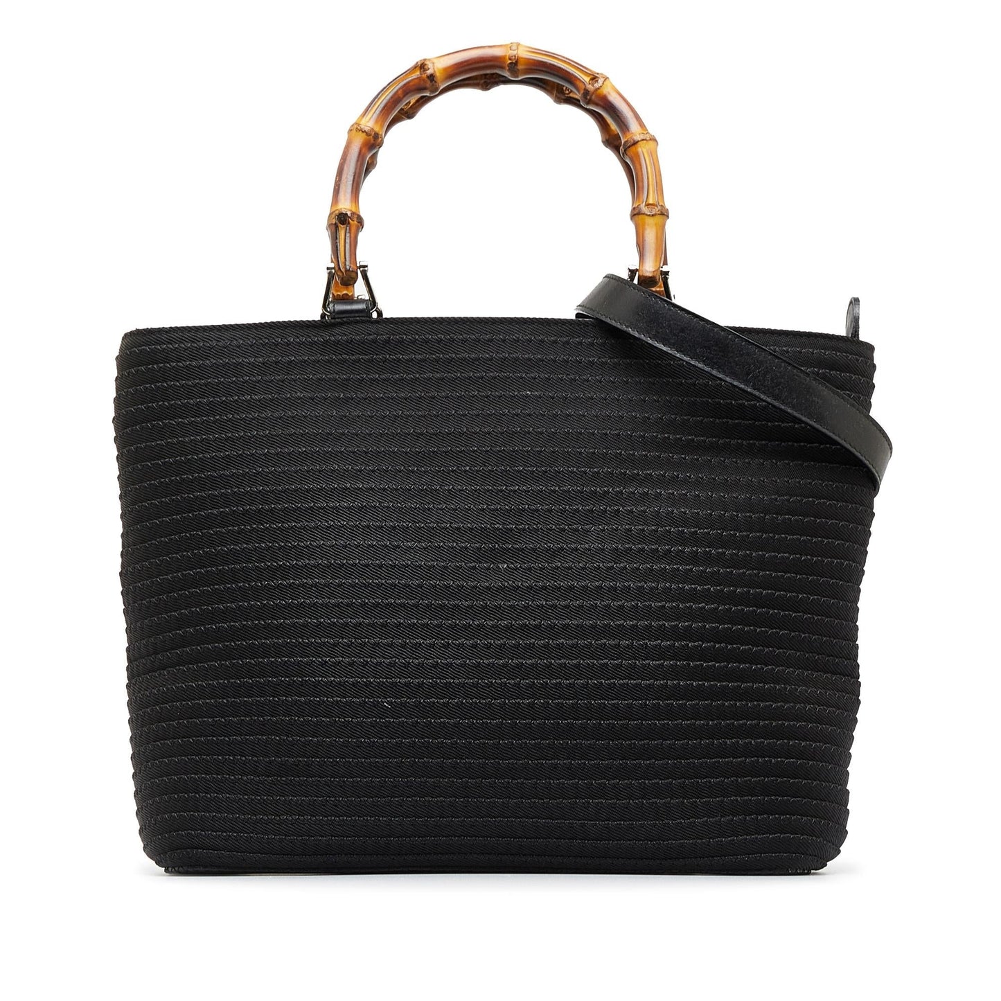 Gucci Bamboo SHG-FgYljs Canvas Black Satchel Bag