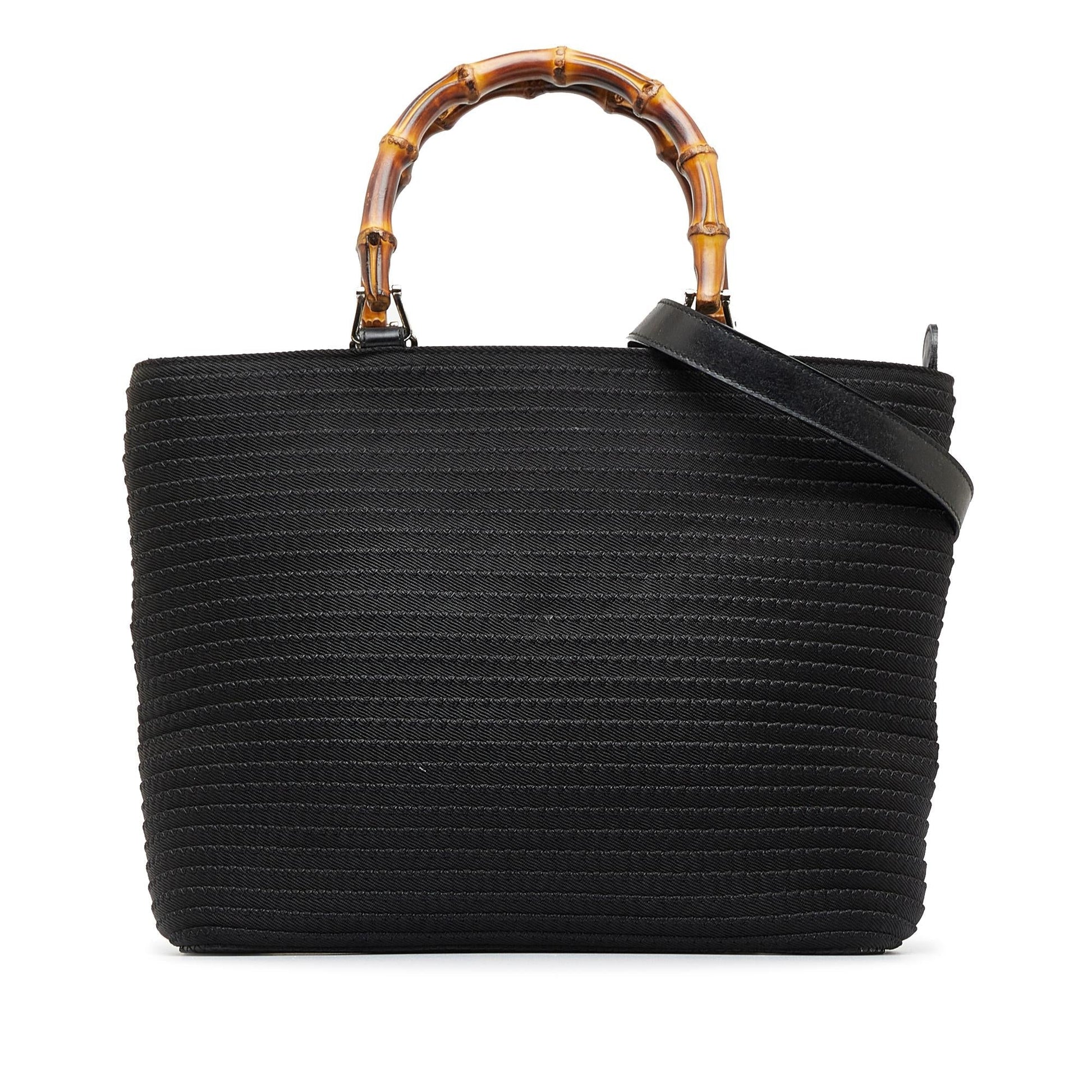 Gucci Bamboo SHG-FgYljs Canvas Black Satchel Bag