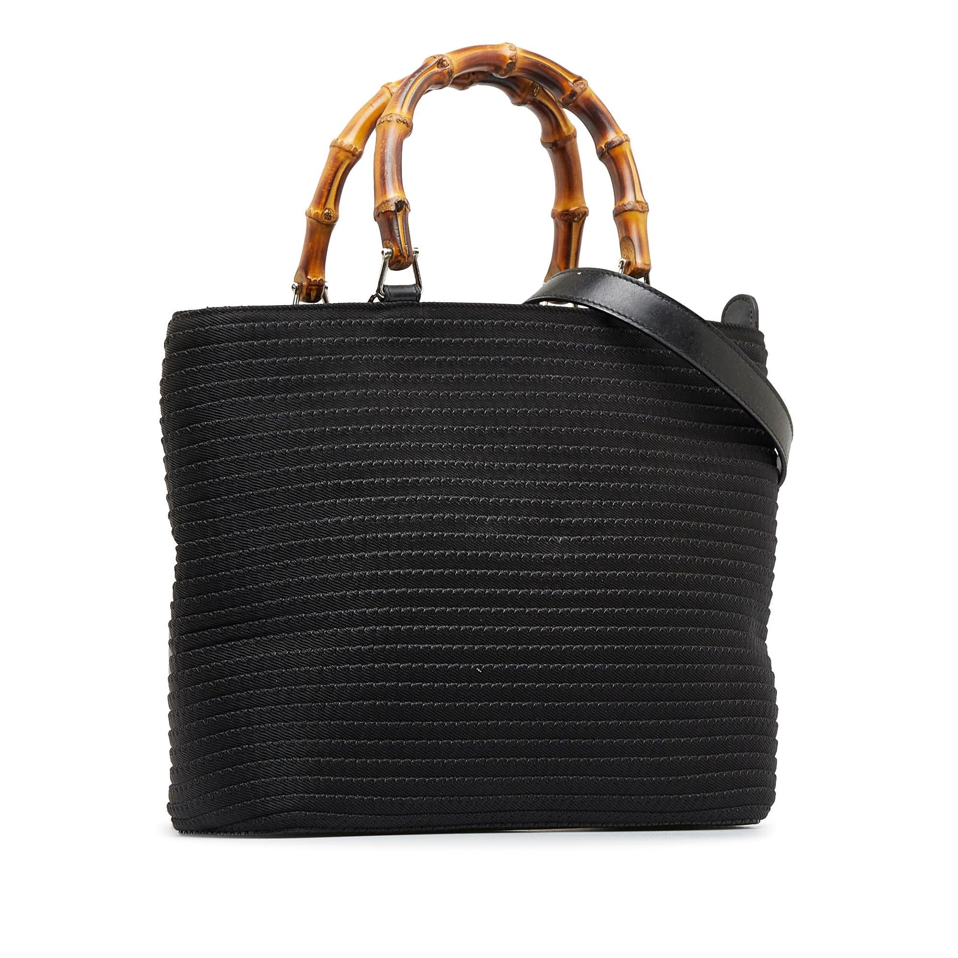 Gucci Bamboo SHG-FgYljs Canvas Black Satchel Bag