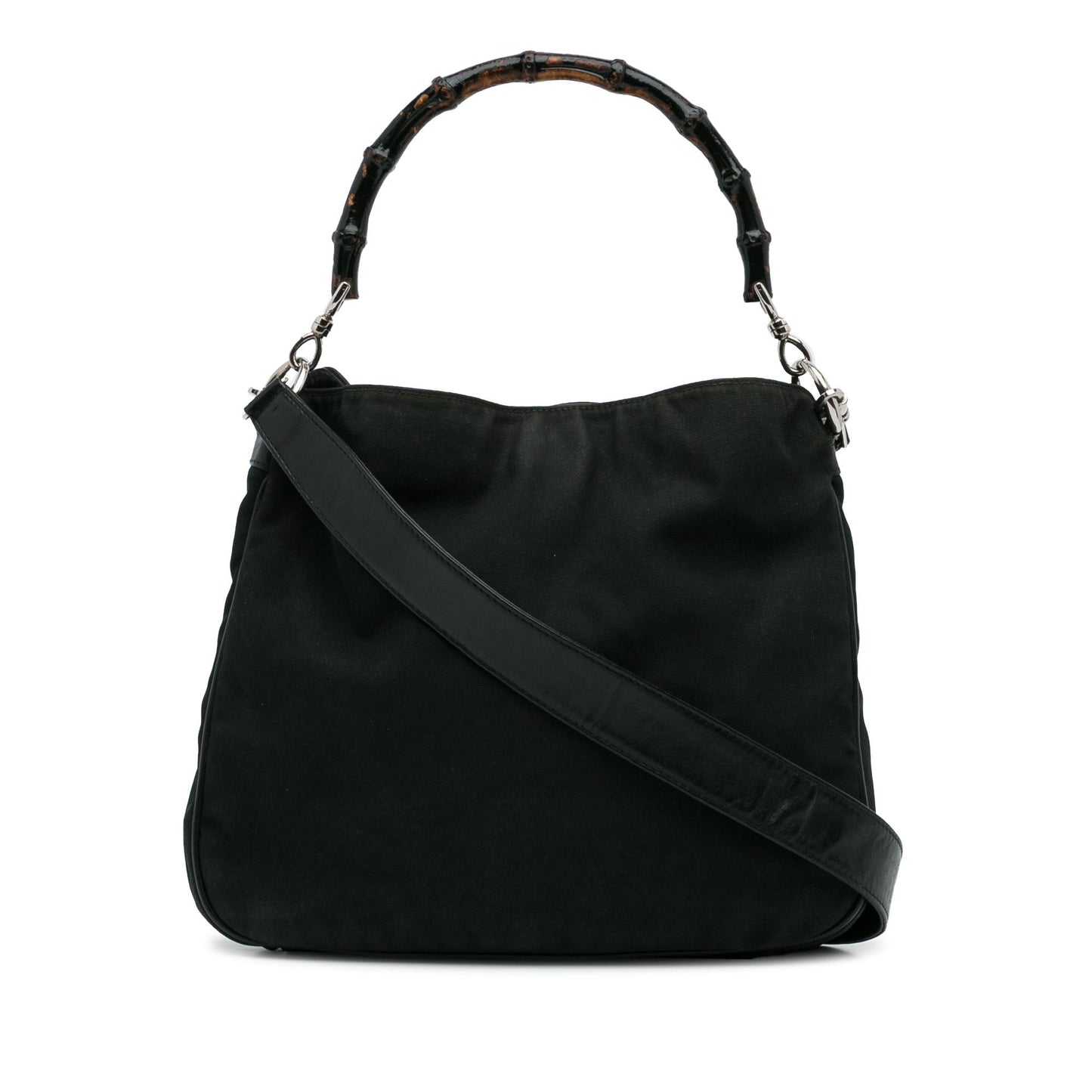 Gucci Bamboo SHG-vwizBa Canvas Calf Black Satchel Bag