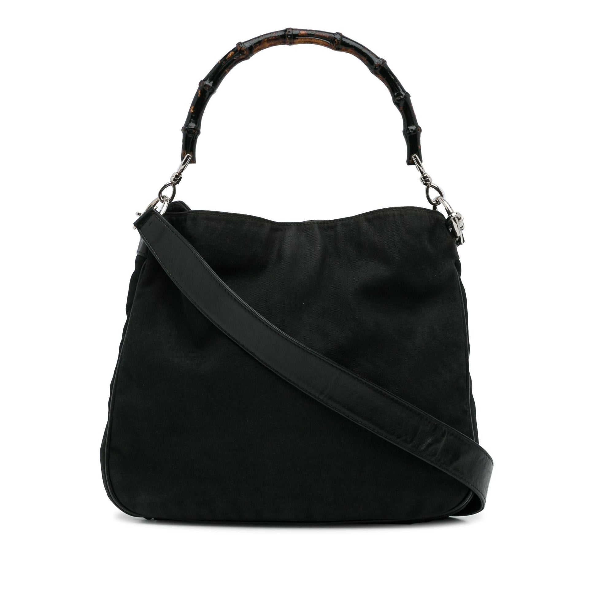 Gucci Bamboo SHG-vwizBa Canvas Calf Black Satchel Bag