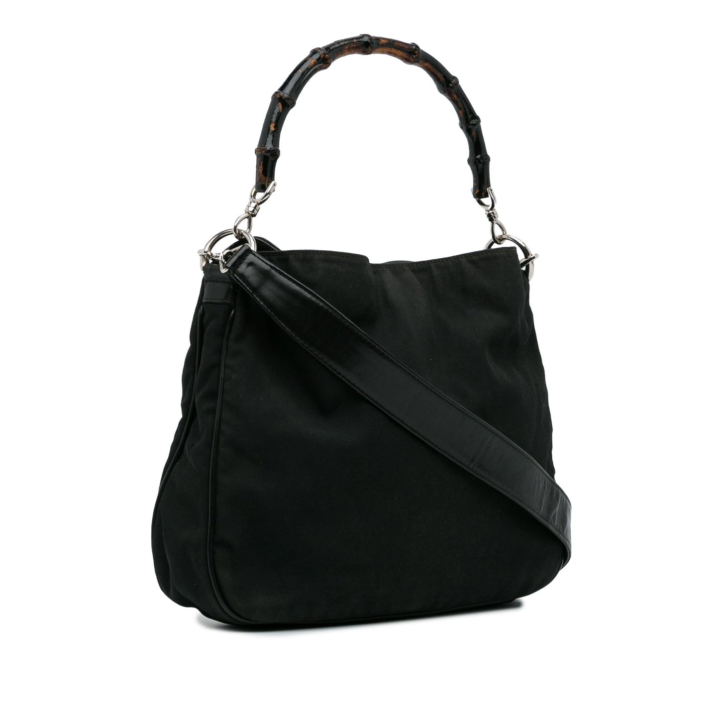 Gucci Bamboo SHG-vwizBa Canvas Calf Black Satchel Bag