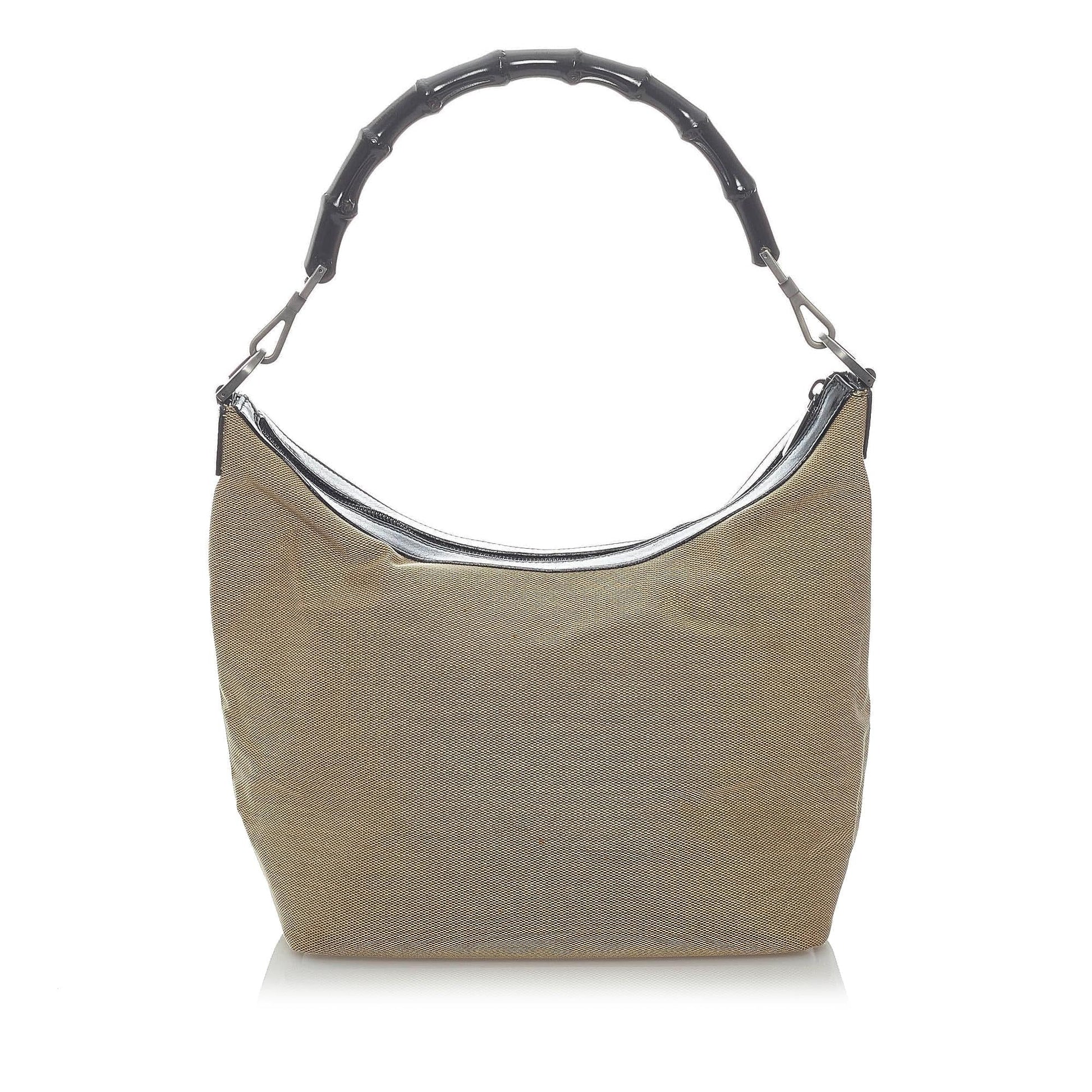 Gucci Bamboo SHG-UFHCRv Canvas Black Brown Shoulder Bag
