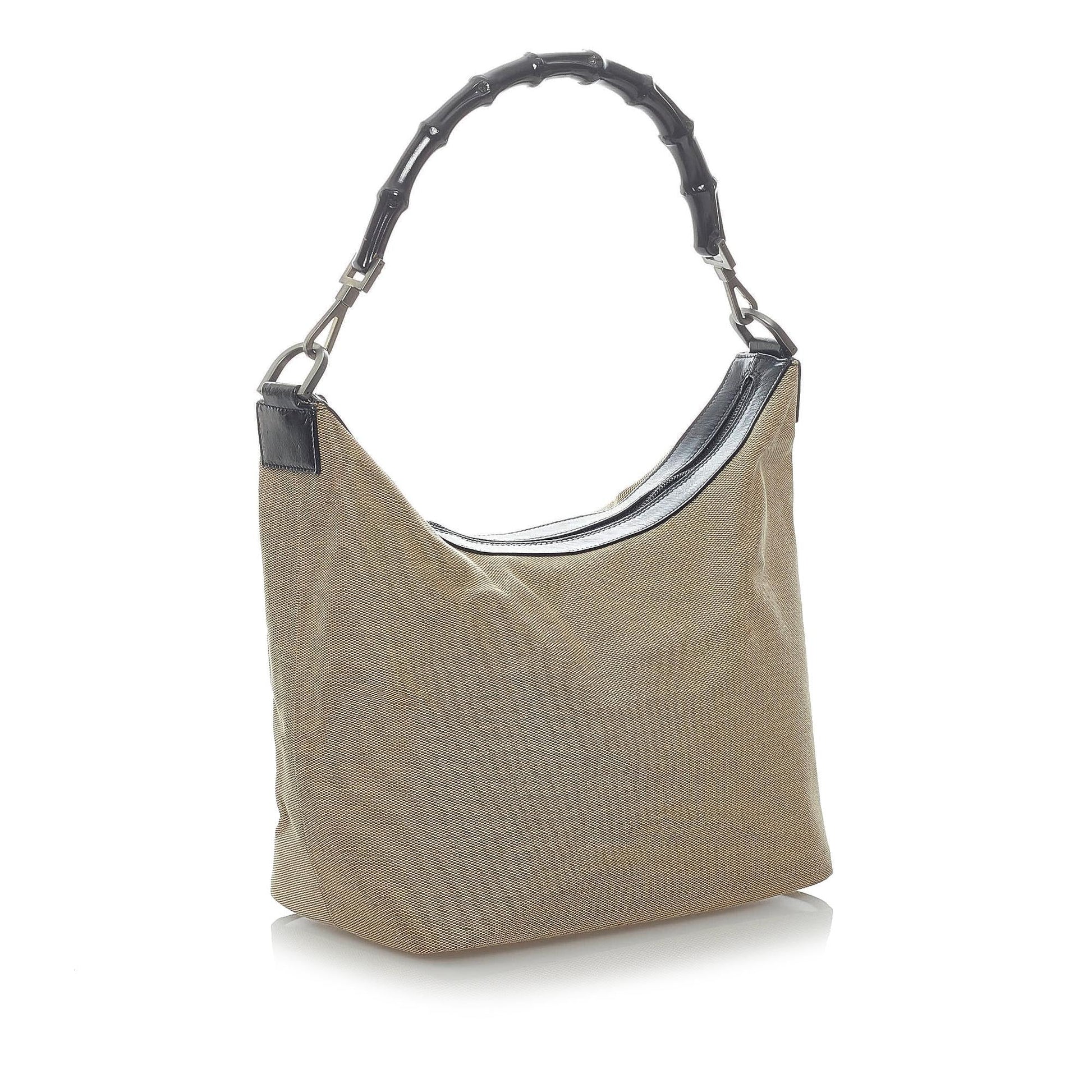 Gucci Bamboo SHG-UFHCRv Canvas Black Brown Shoulder Bag